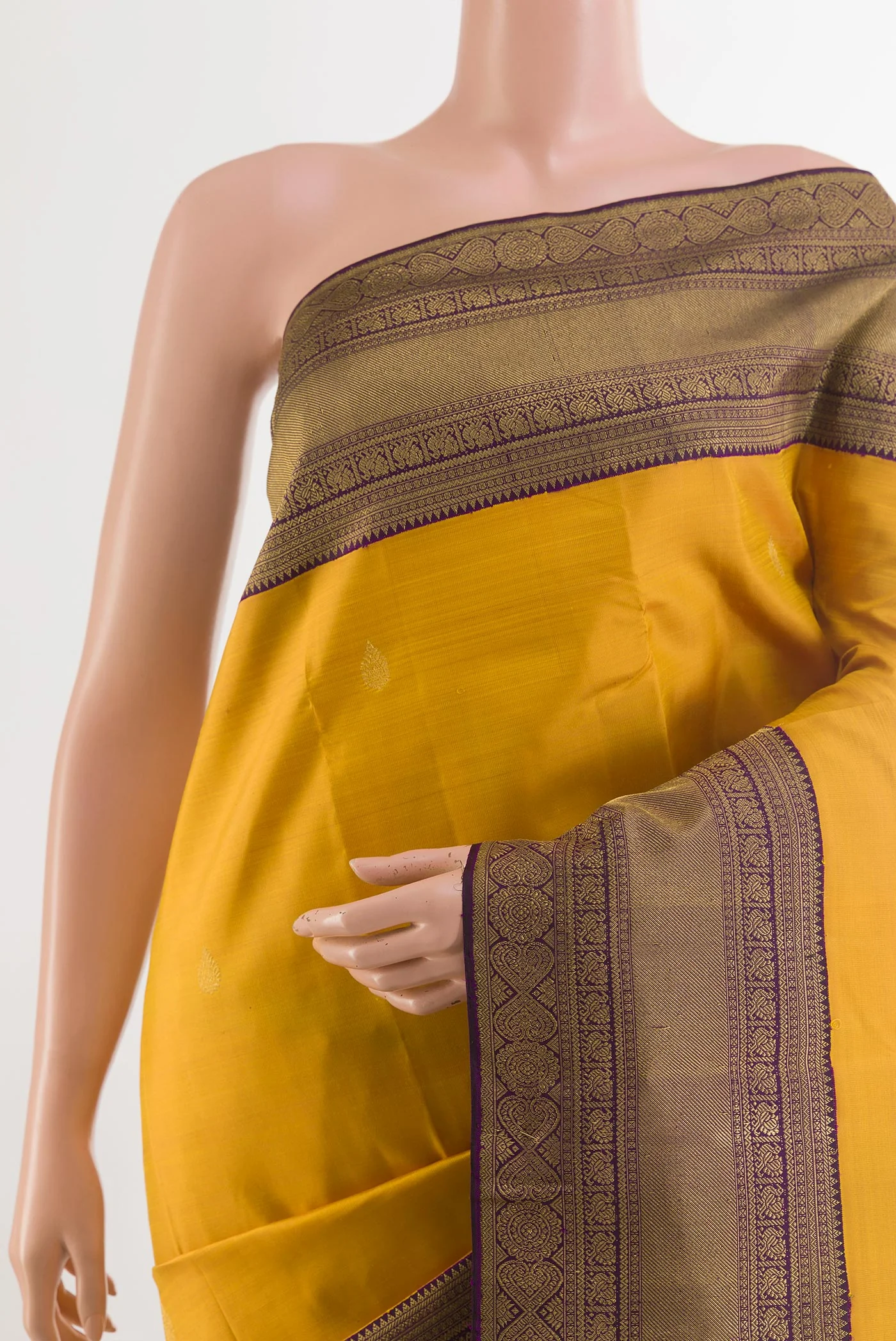 Mustard Kanchipuram Silk Saree - Image 2