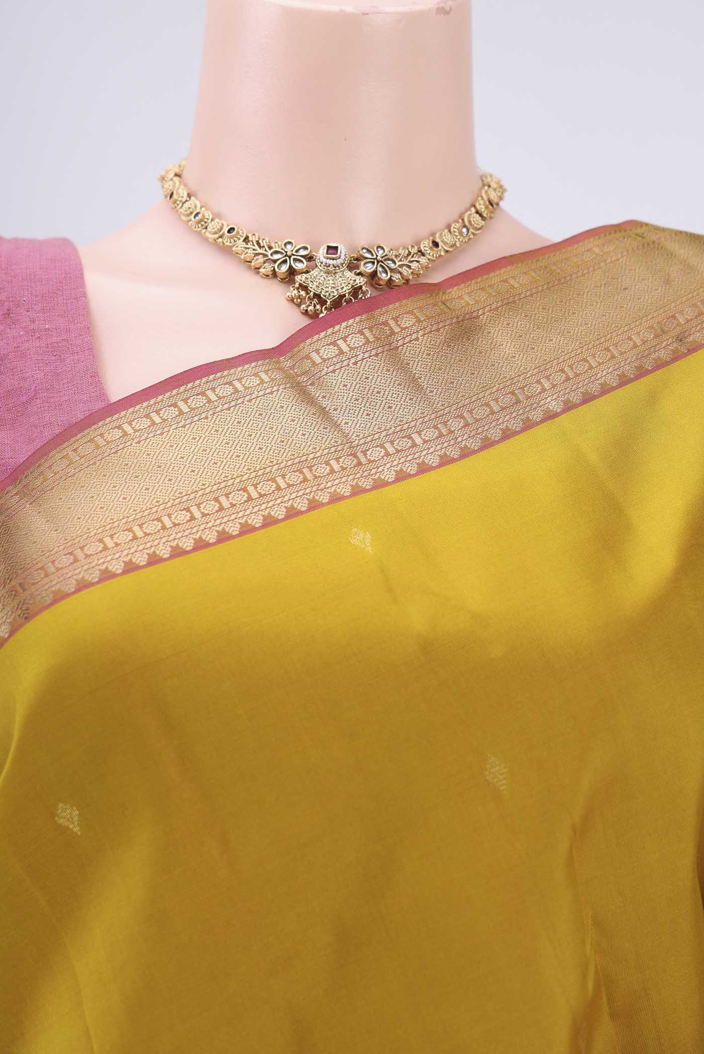 Mustard Kanchipuram Silk Saree - Image 2