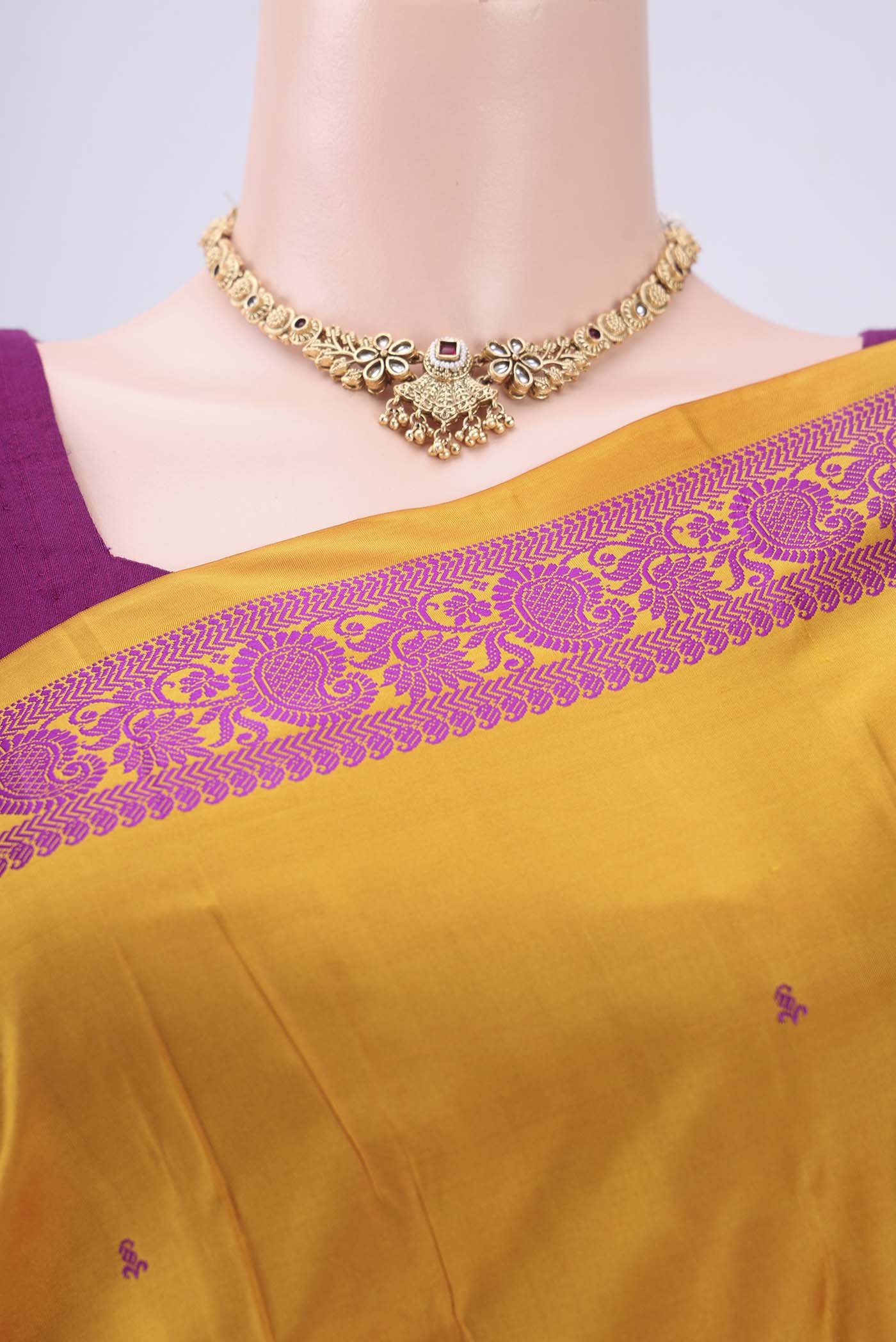 Yellow Kanchipuram Silk Saree - Image 2