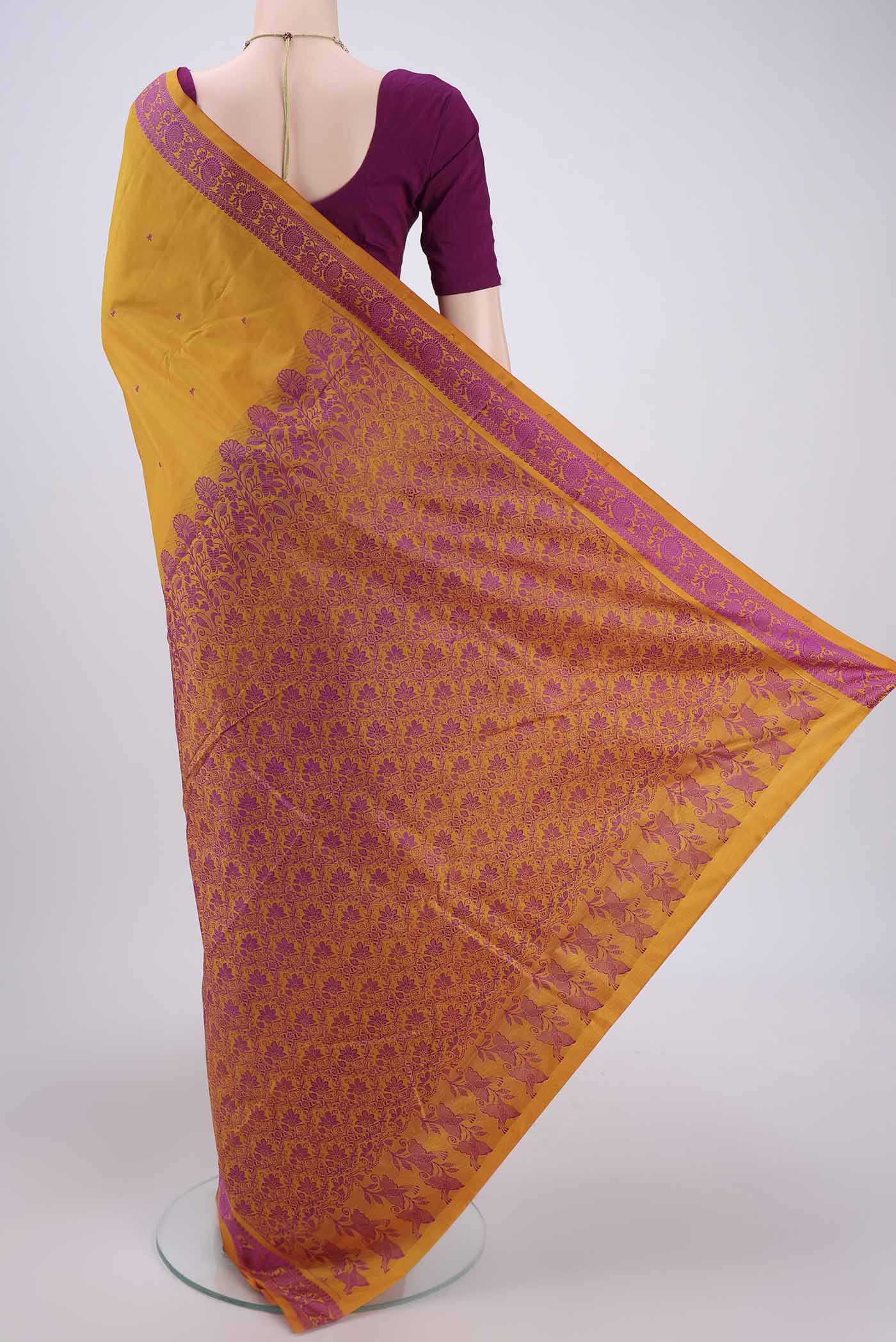 Yellow Kanchipuram Silk Saree - Image 3