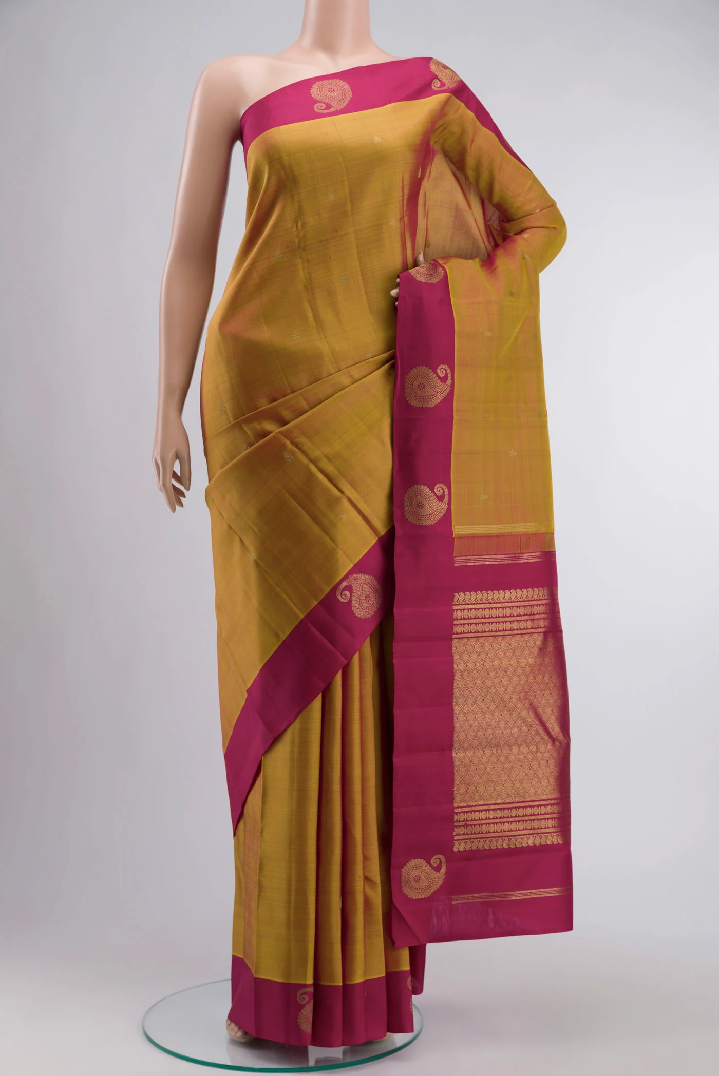 Mustard Kanchipuram Silk Saree