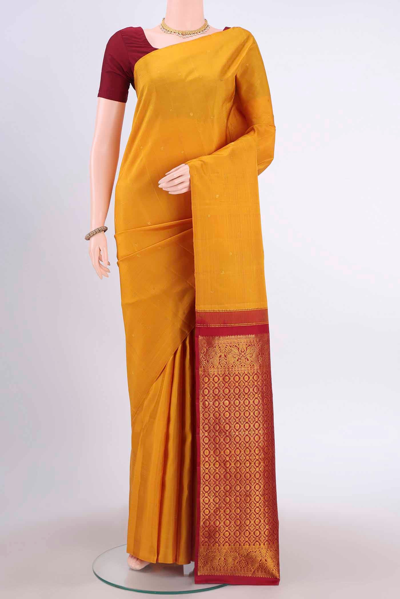 Mustard Kanchipuram Silk Saree