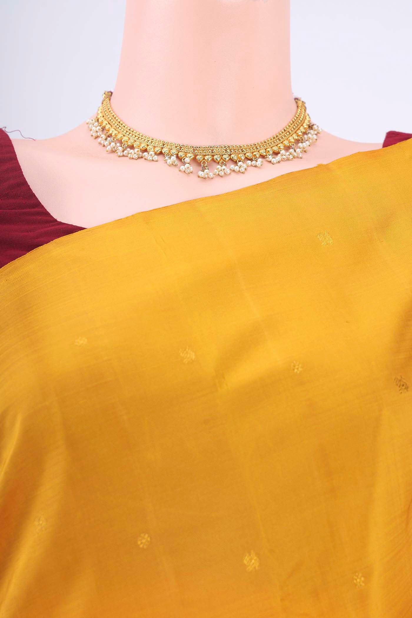 Mustard Kanchipuram Silk Saree - Image 2
