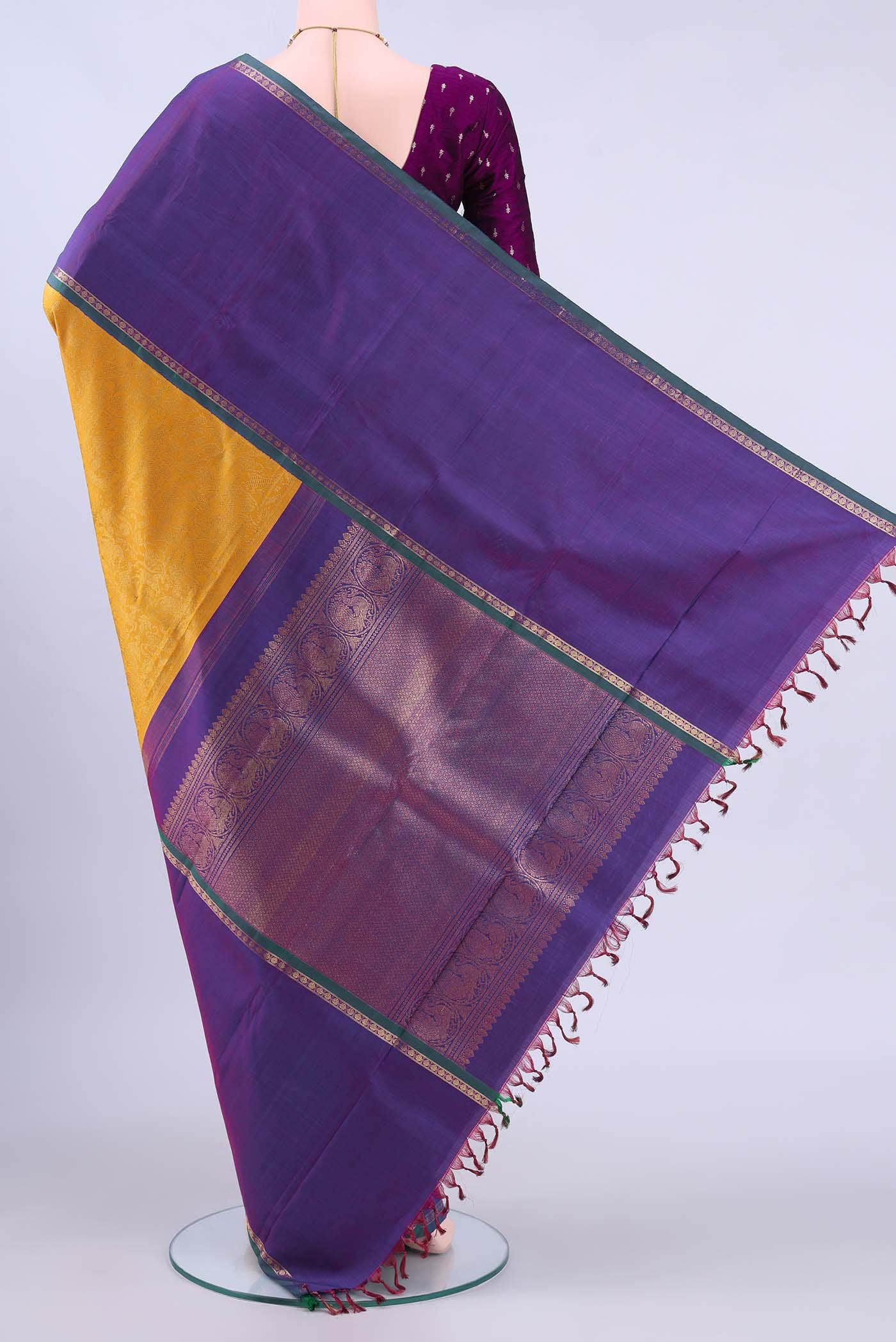 Mustard Kanchipuram Silk Saree - Image 2