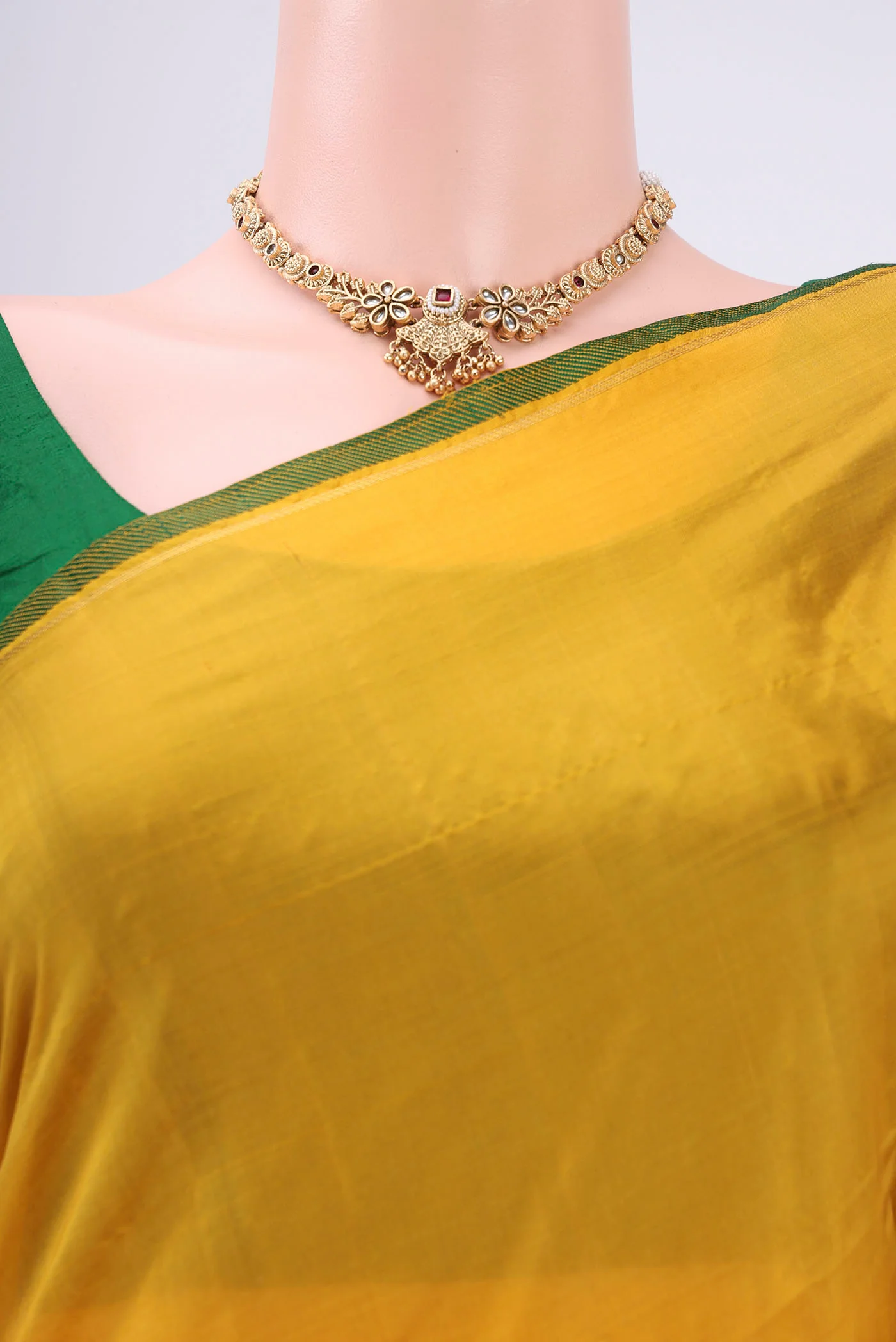 Mustard Kanchipuram Silk Saree - Image 2
