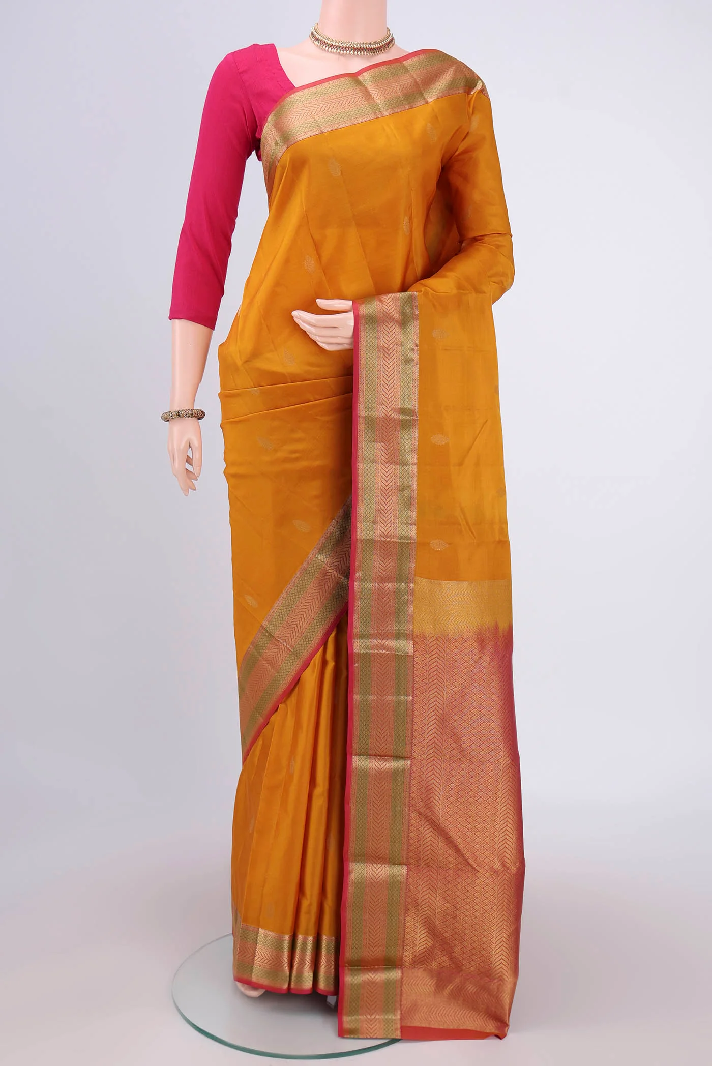 Mustard Kanchipuram Silk Saree