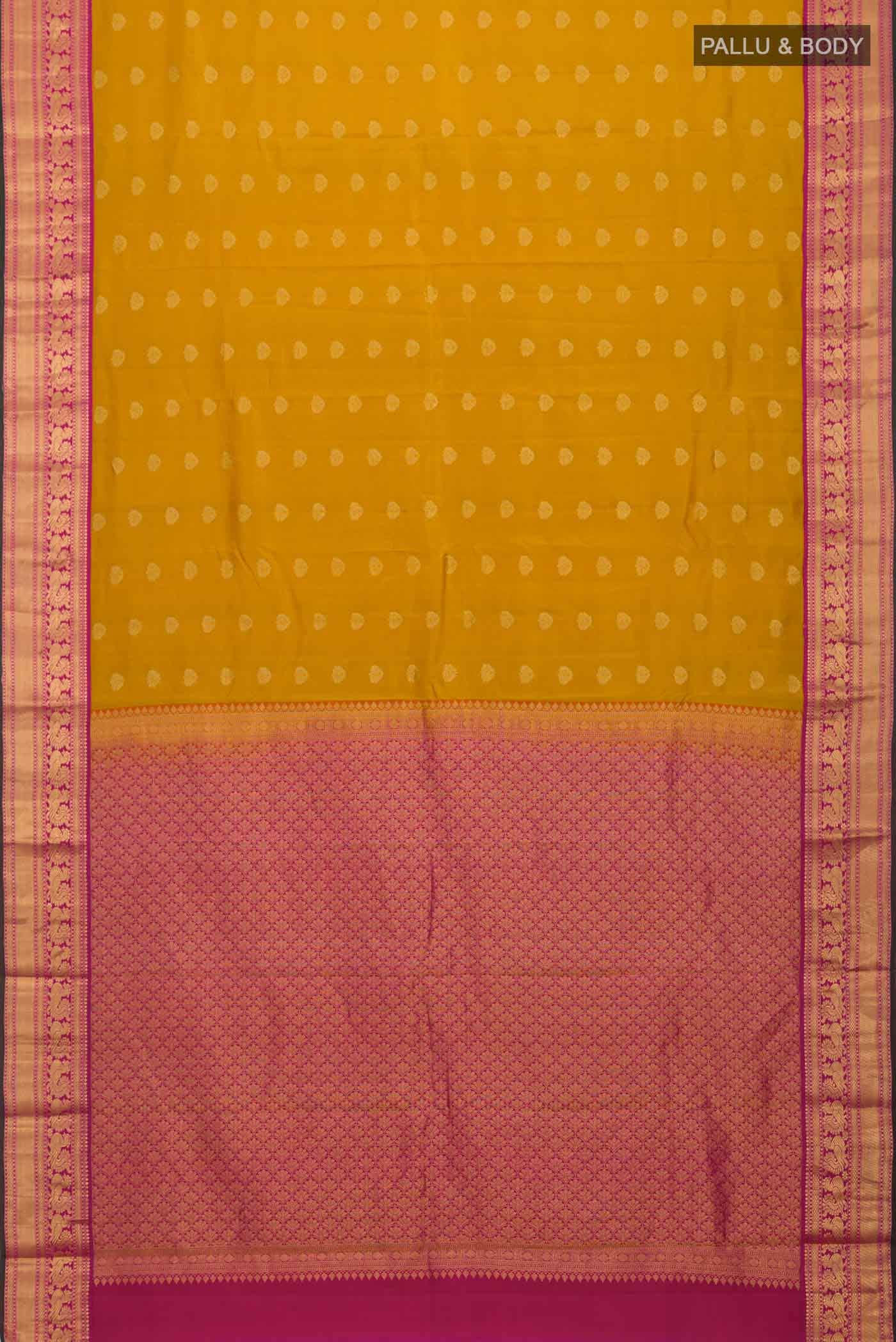Mustard Kanchipuram Silk Saree - Image 4