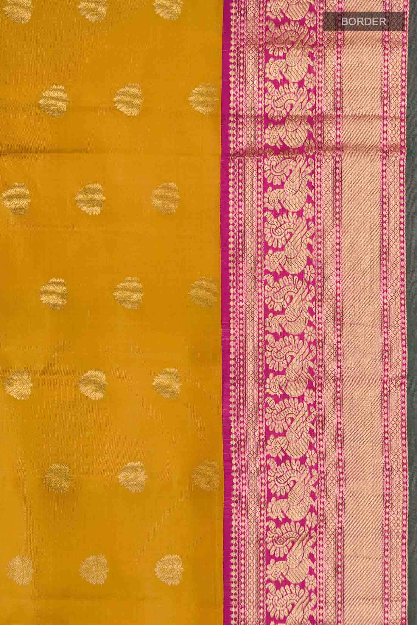 Mustard Kanchipuram Silk Saree - Image 5