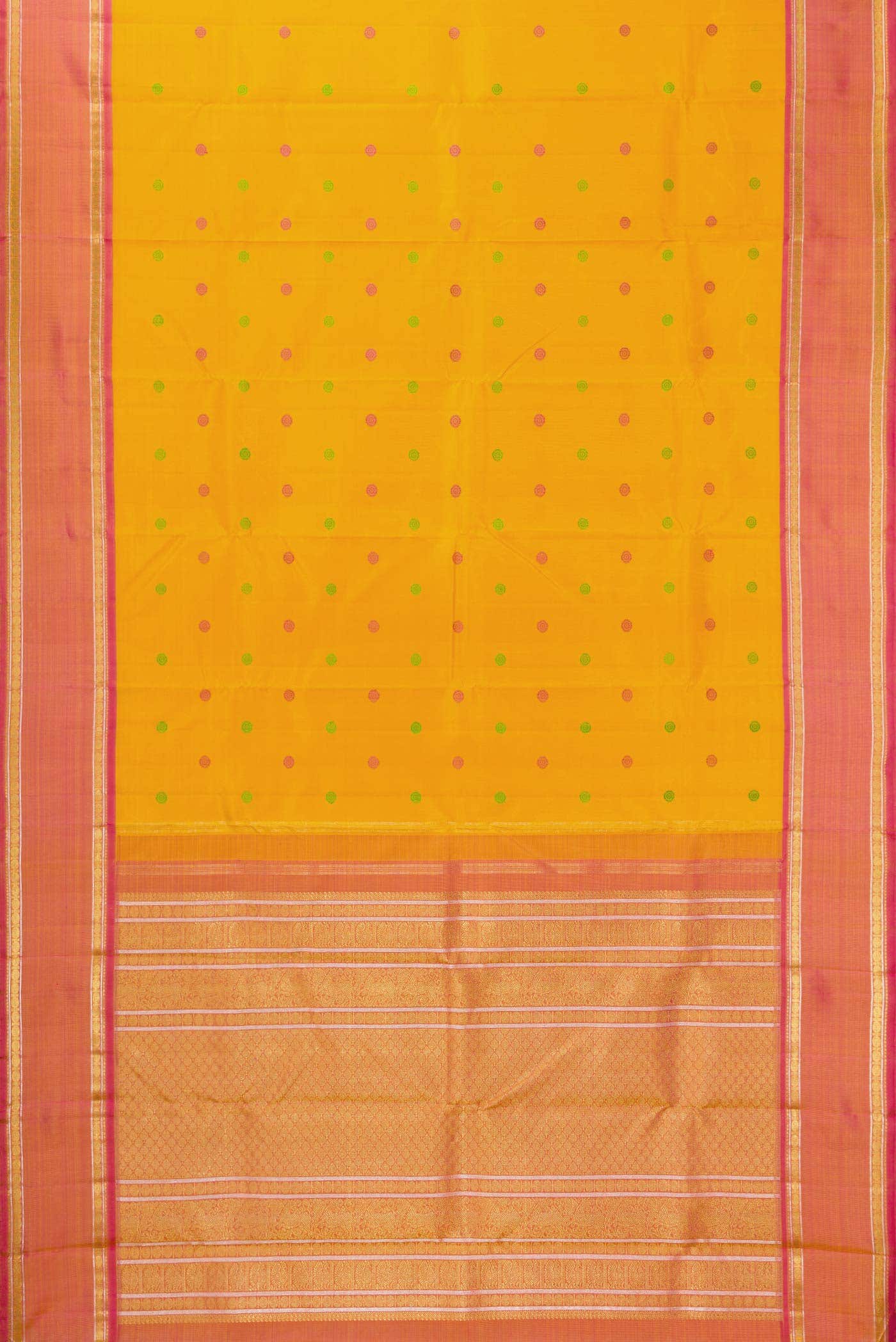 Pure Silk Pure Zari Mustard Kanchipuram Saree - Image 4