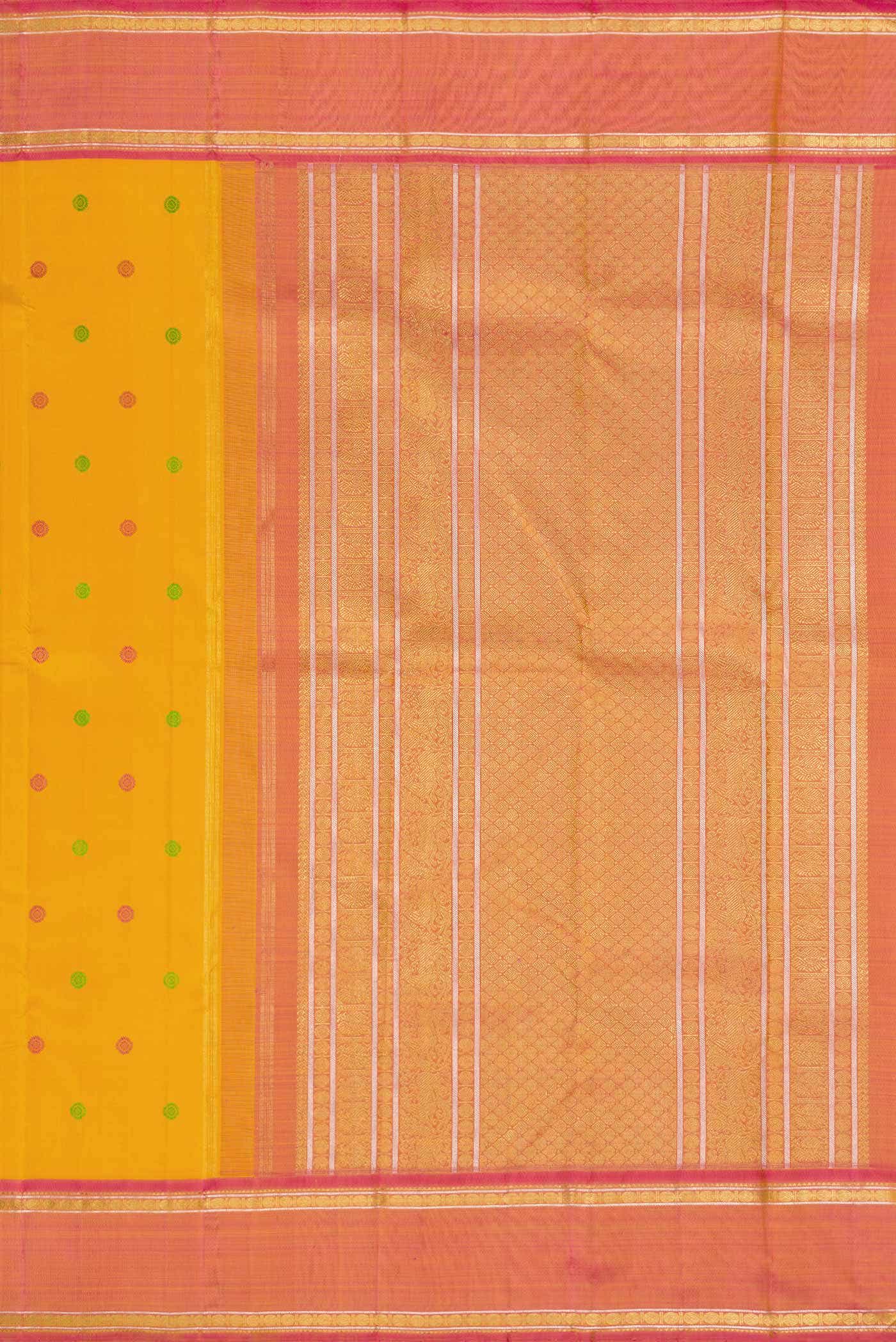 Pure Silk Pure Zari Mustard Kanchipuram Saree - Image 5