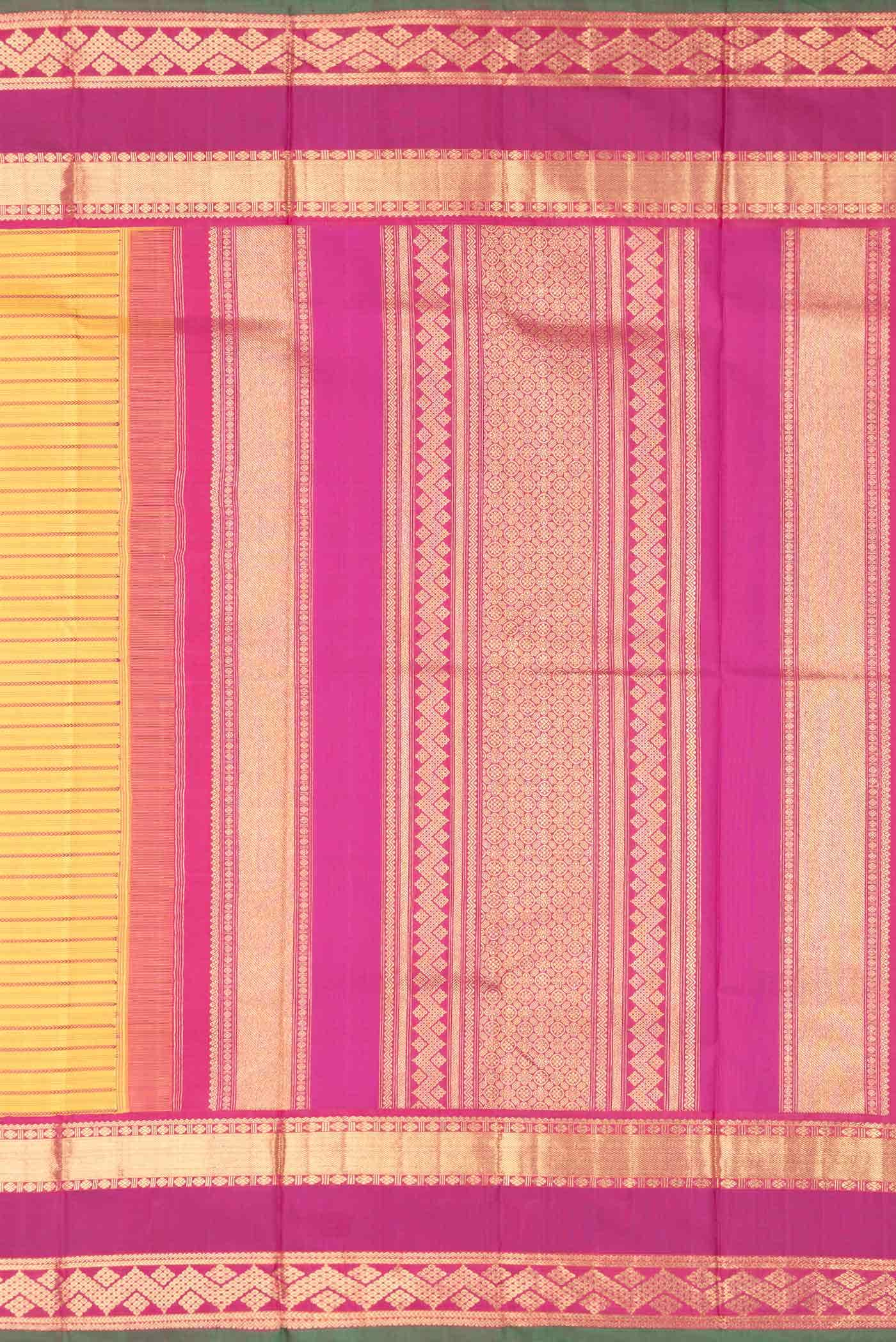 Pure Silk Pure Zari Mustard Kanjivaram Saree - Image 5