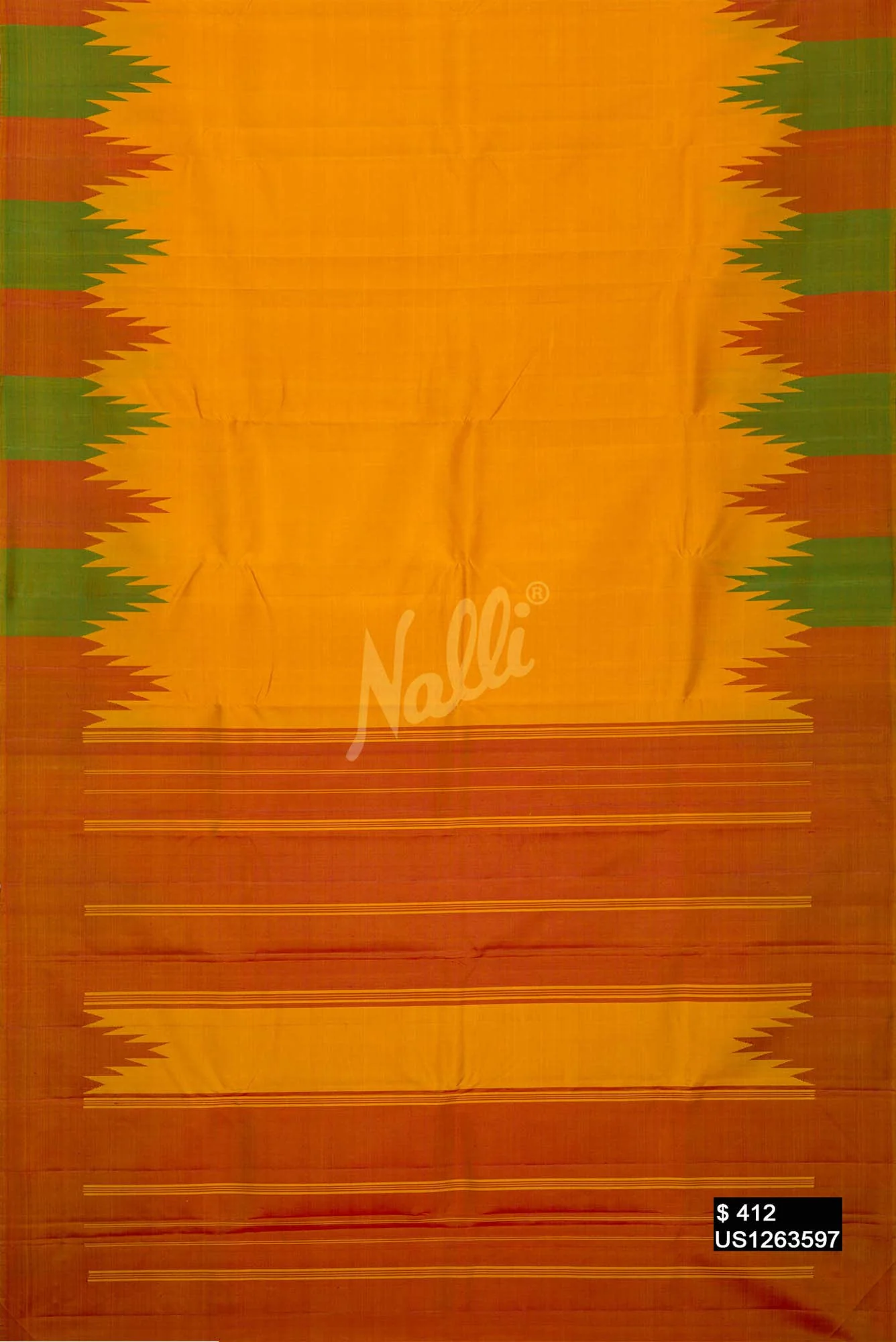 Mustard Kanchipuram Silk Saree