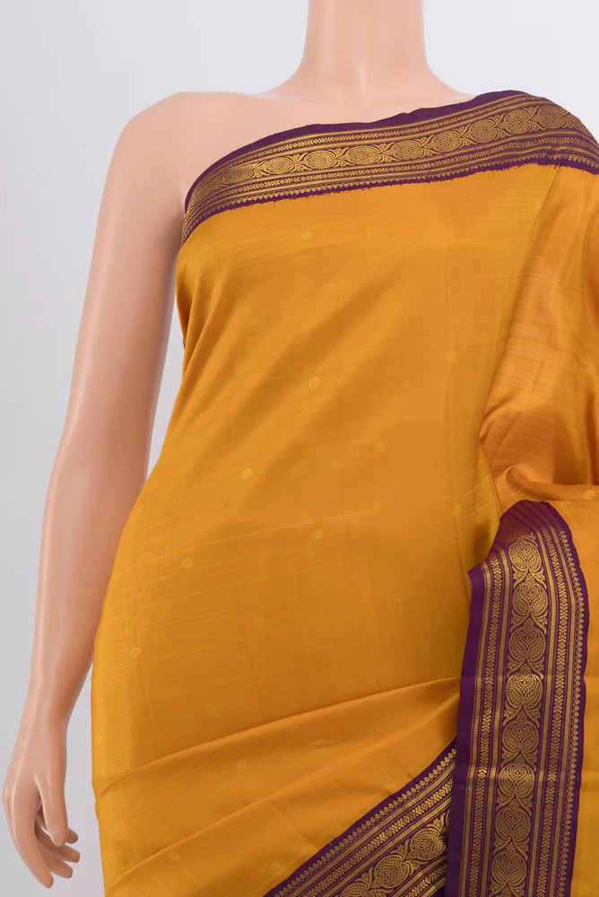 Mustard Kanjivaram Silk Saree - Image 2