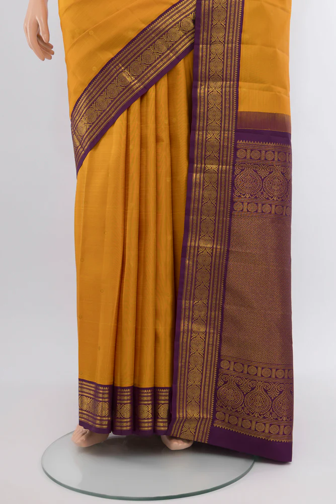 Mustard Kanjivaram Silk Saree - Image 3