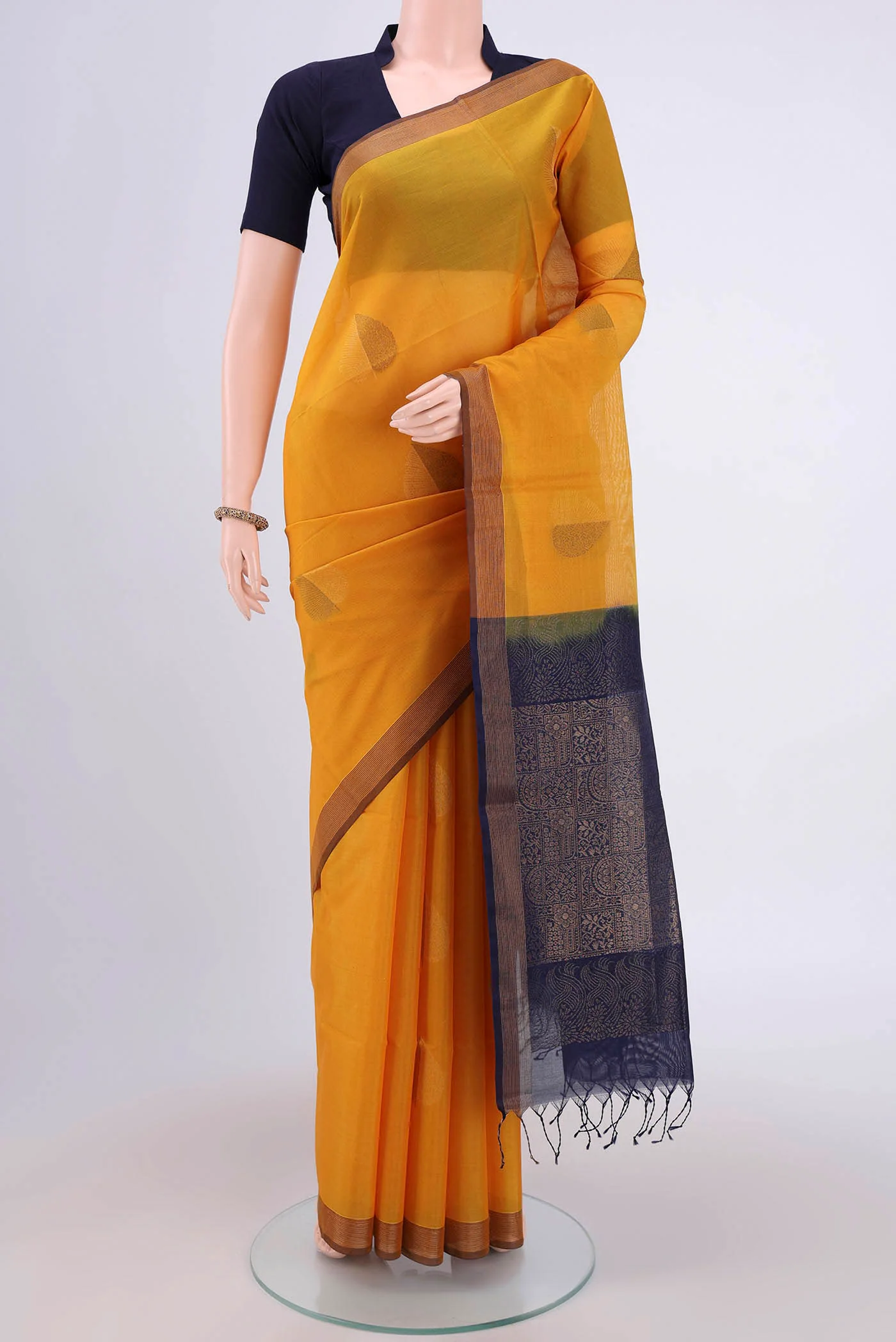 Mustard Silk Cotton Saree