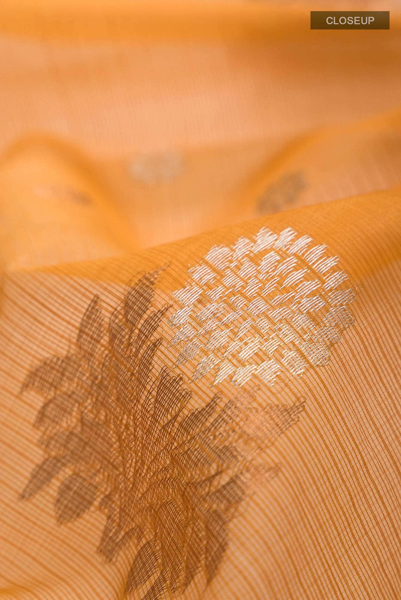 Mustard Kora Silk Saree - Image 3