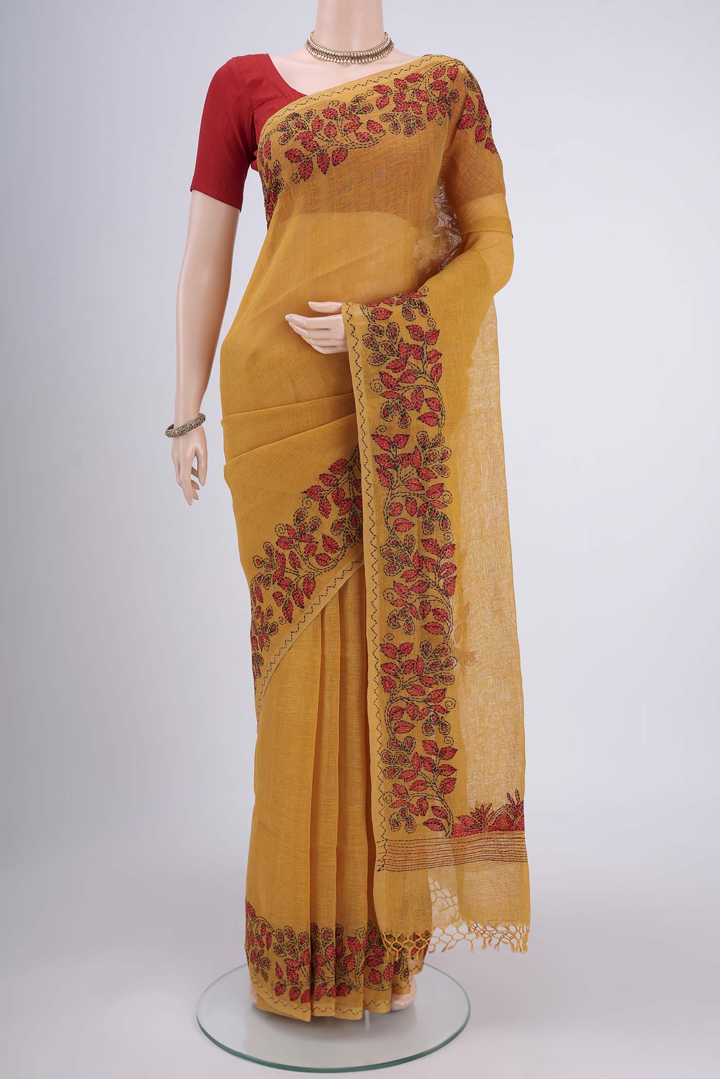 Mustard Linen Saree