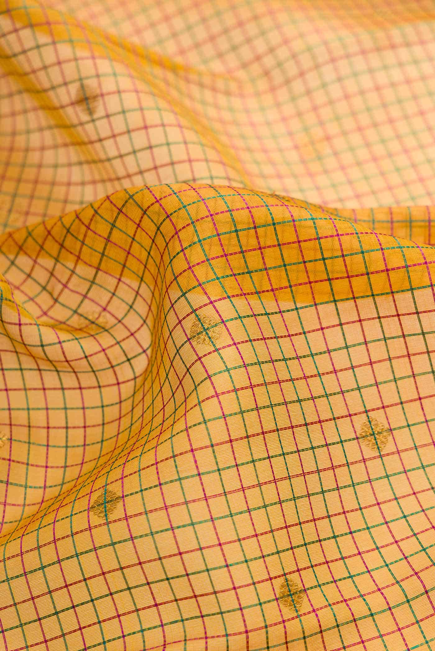 Mustard Linen Saree - Image 3