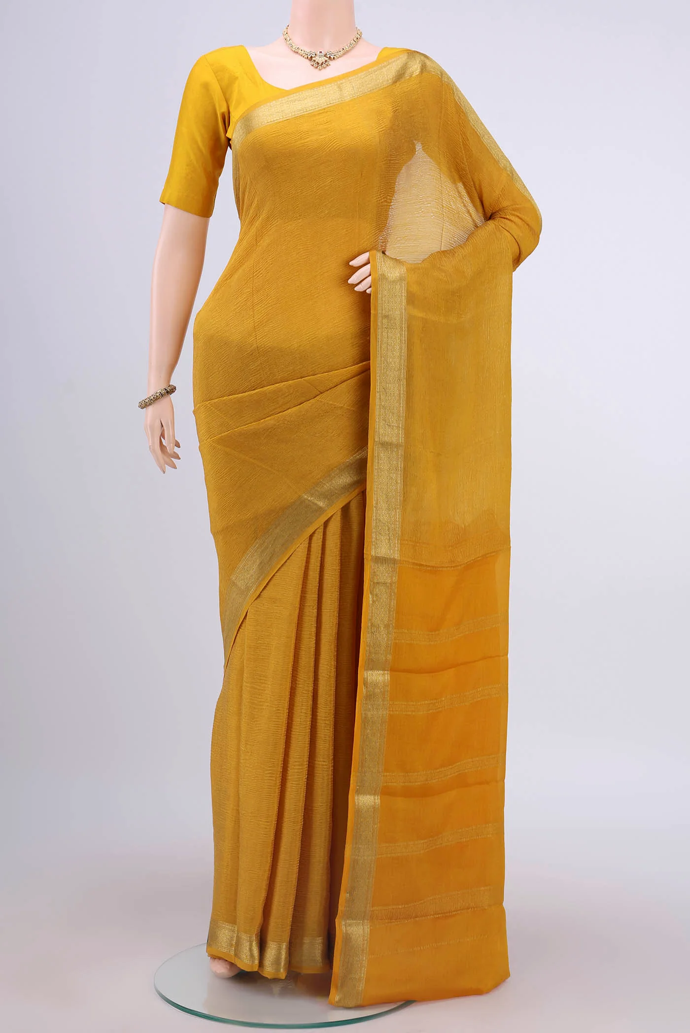 Mustard Mysore Chiffon Saree