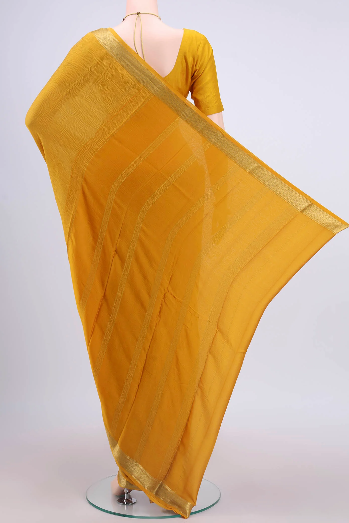 Mustard Mysore Chiffon Saree - Image 3