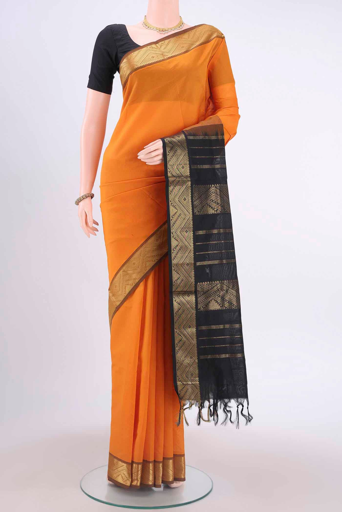 Mustard Blended Poly Cotton Saree