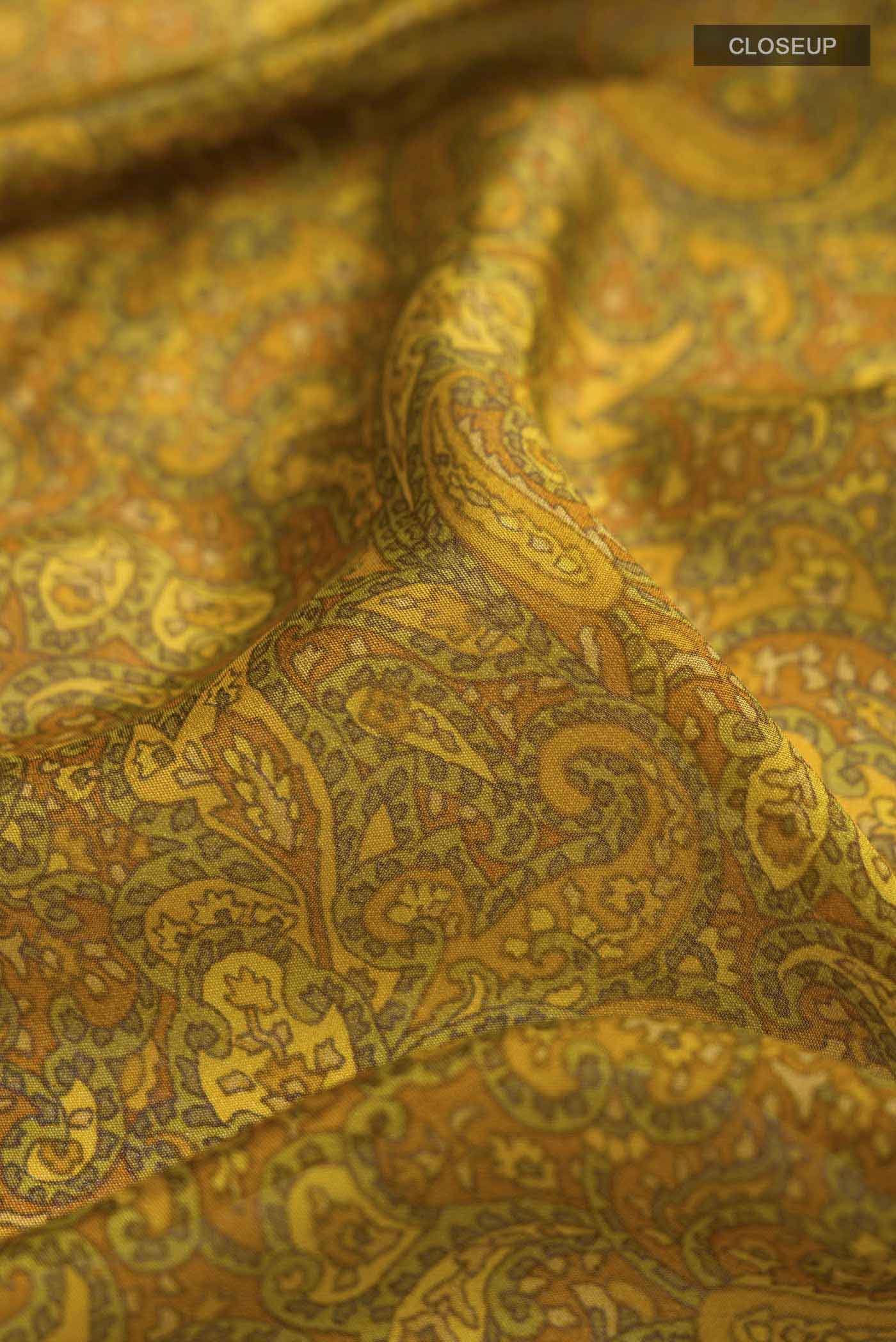 Mustard Mysore Crepe Saree - Image 2