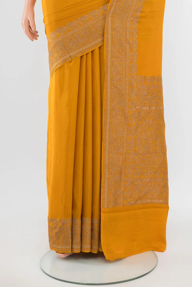 Mustard Banarasi Georgette Saree - Image 3