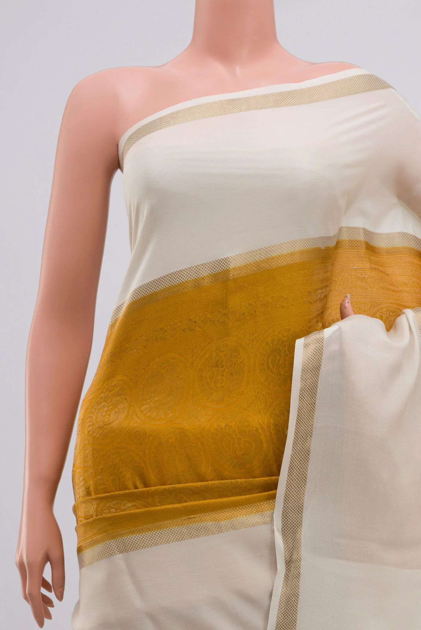 Mustard Mysore Crepe Saree - Image 2