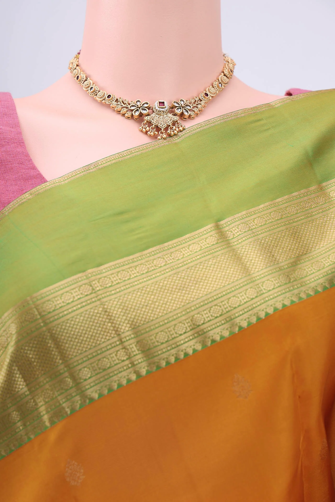 Mustard Nangavalli Silk [ Salem ] Saree - Image 2