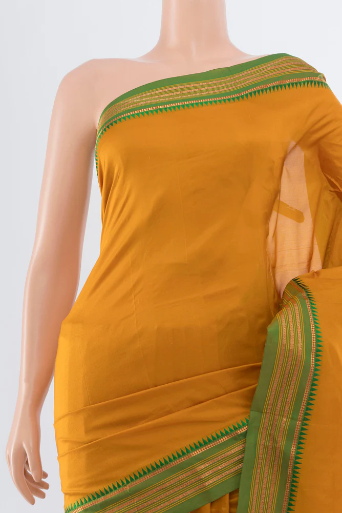 Mustard Narayanpet Silk Saree - Image 2