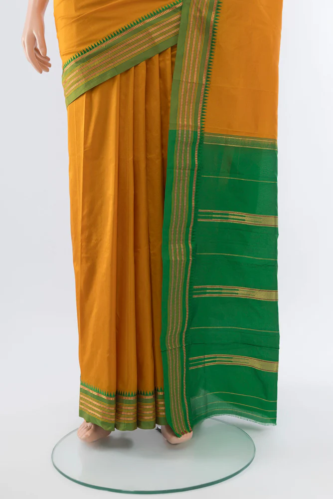 Mustard Narayanpet Silk Saree - Image 3
