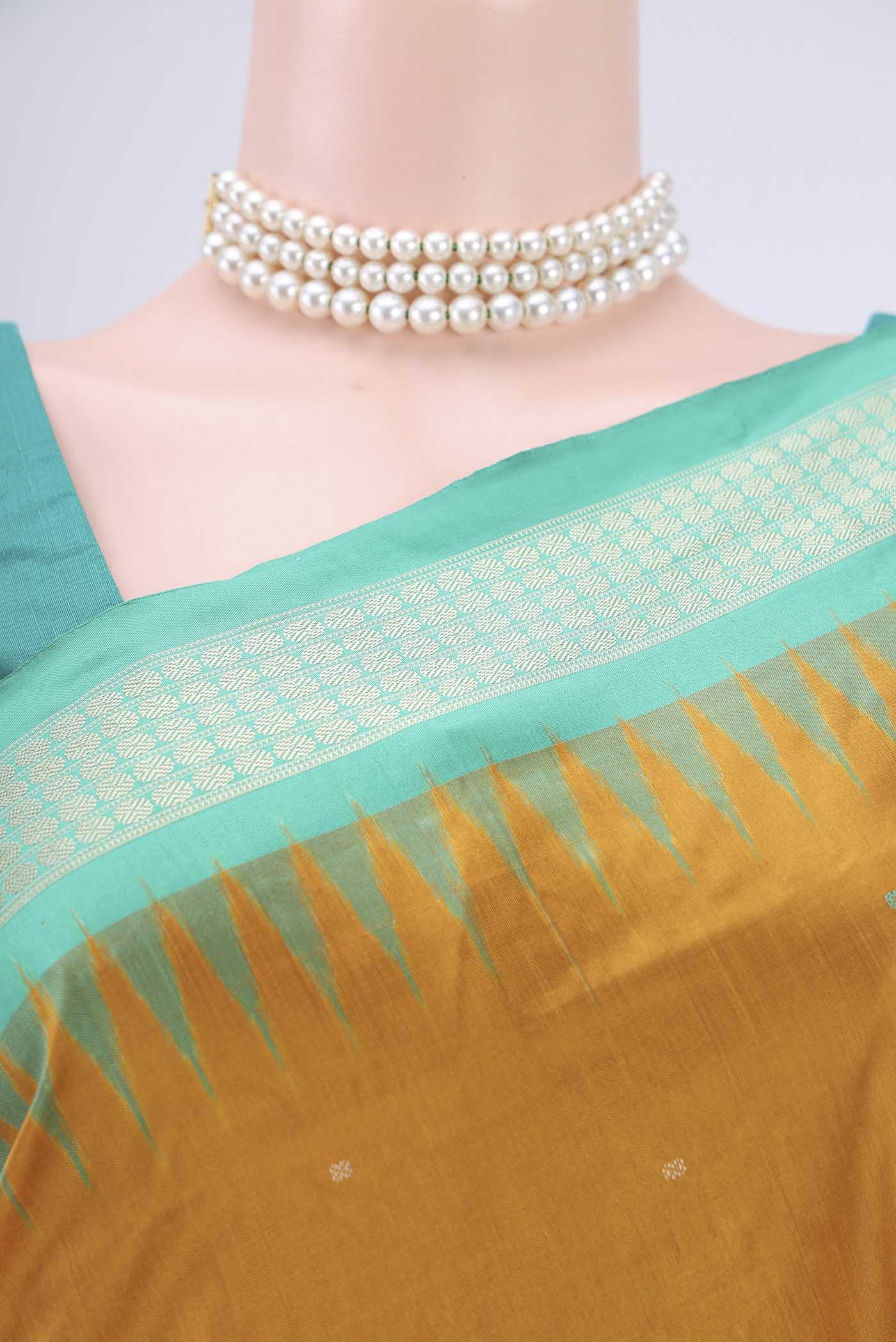 Mustard Orissa Silk Saree - Image 2