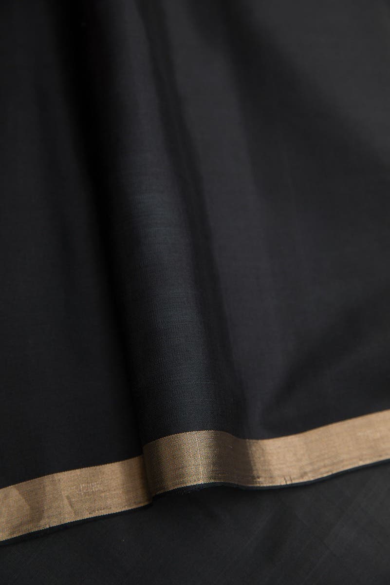 Mustard|Pink|Peach and Black Dual Tone Soft Silk Saree - Image 4