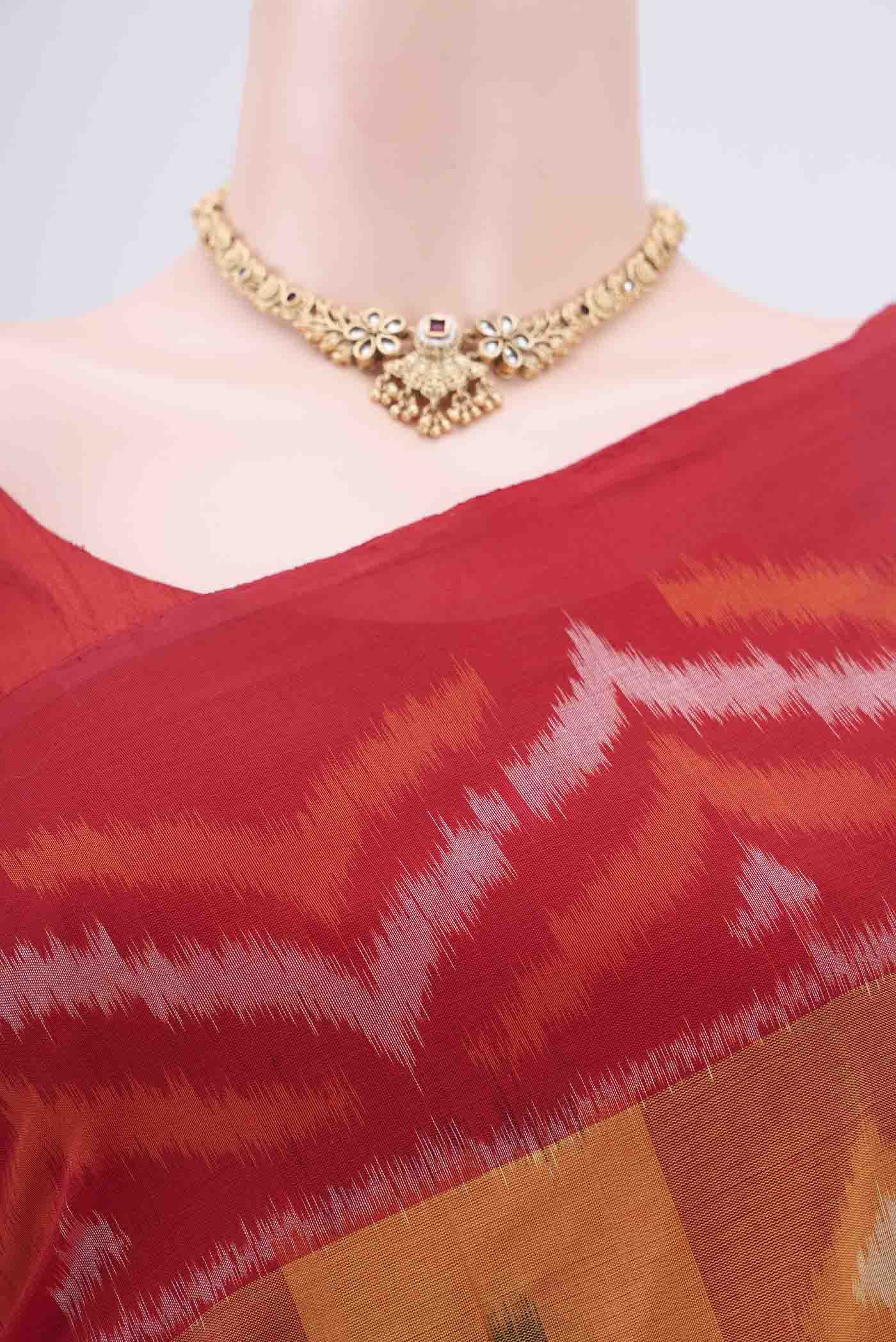 Mustard Pochampally Cotton Saree - Image 2