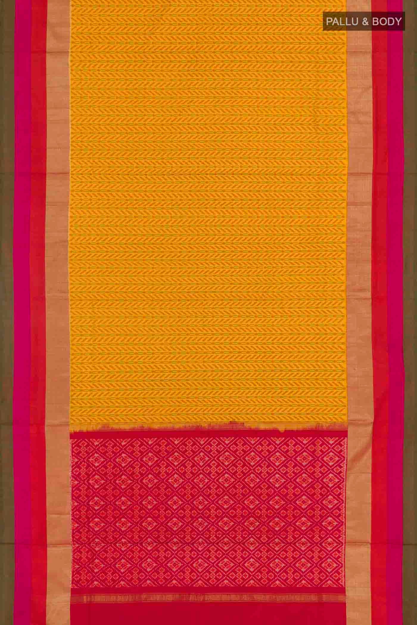 Mustard Pochampally Silk Saree - Image 3
