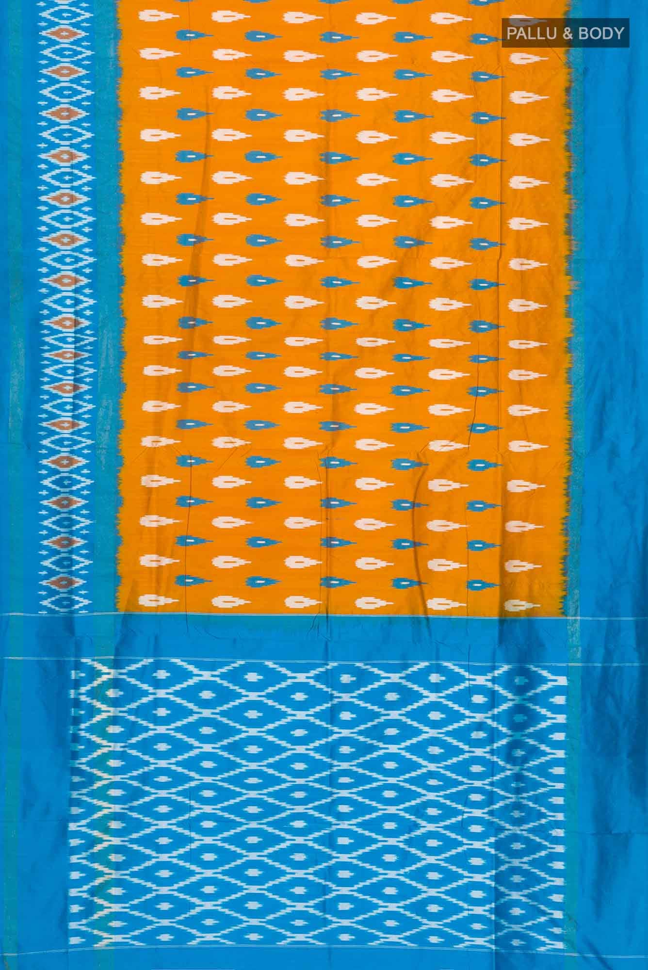 Mustard Pochampally Silk Saree - Image 3