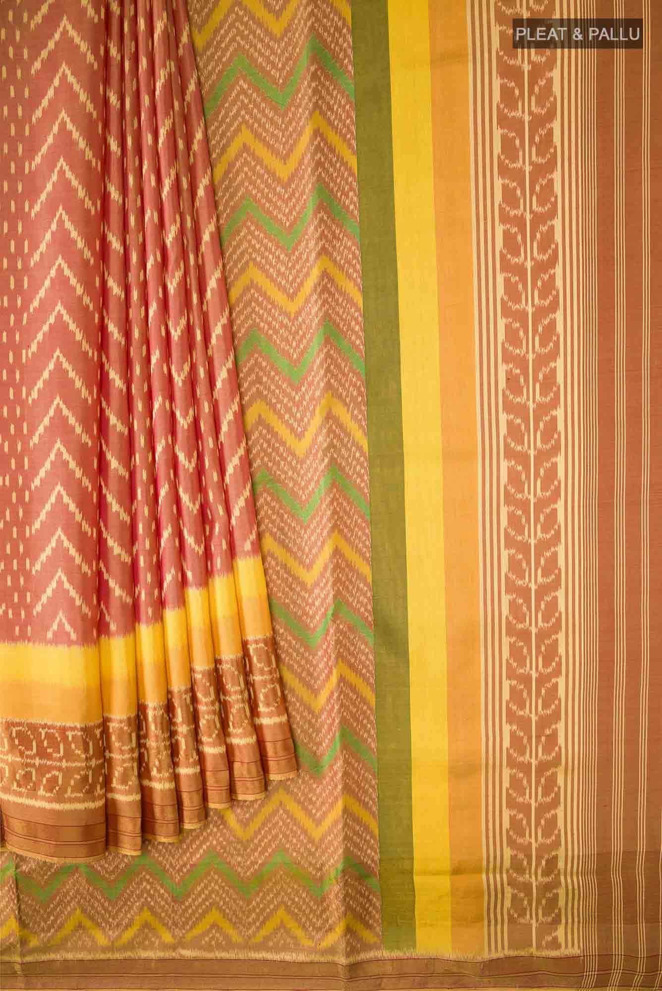 Mustard Rajkot Patola Silk Saree - Image 2