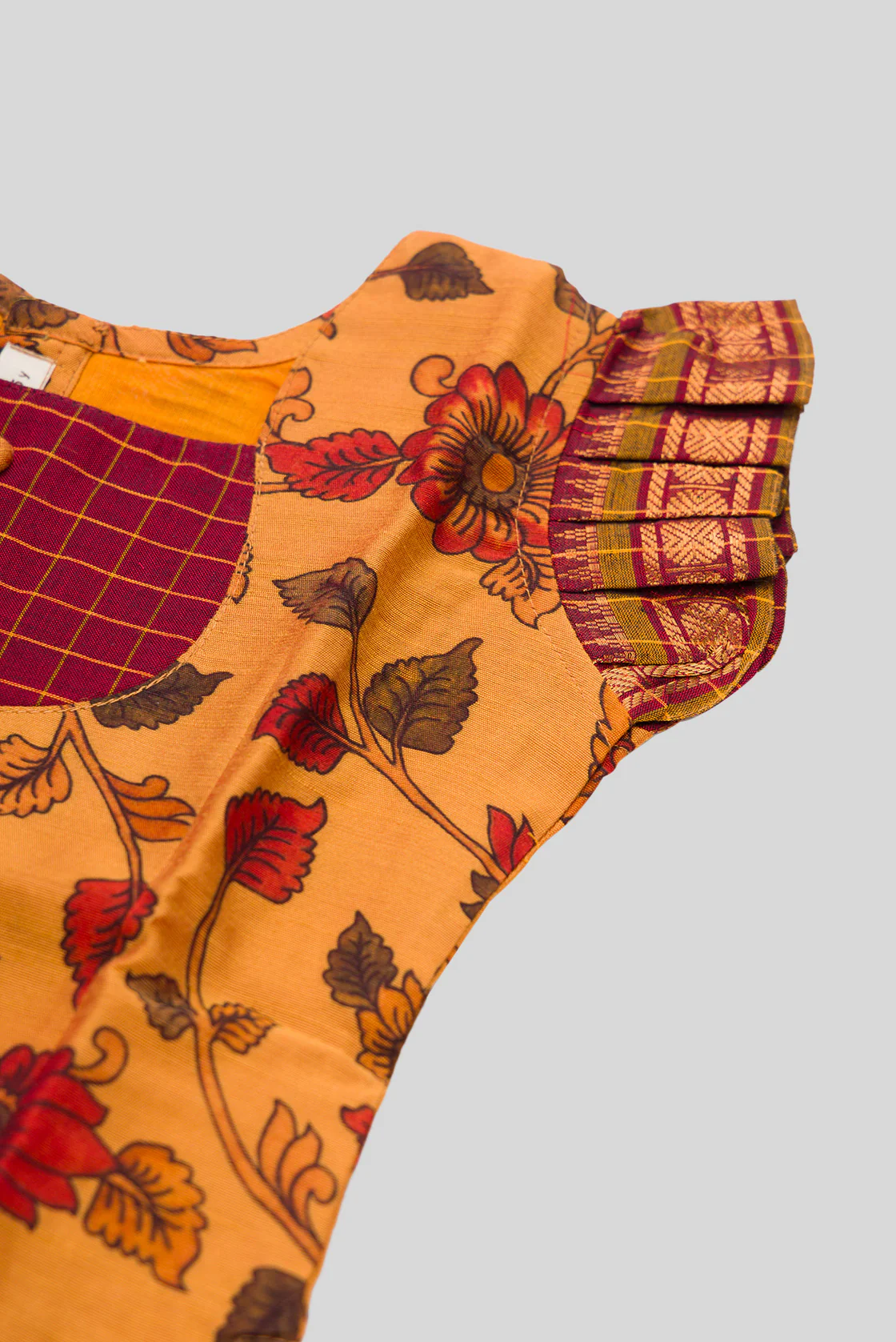Mustard Readymade Cotton Pavadai Set  | Lehanga & Blouse - Image 7