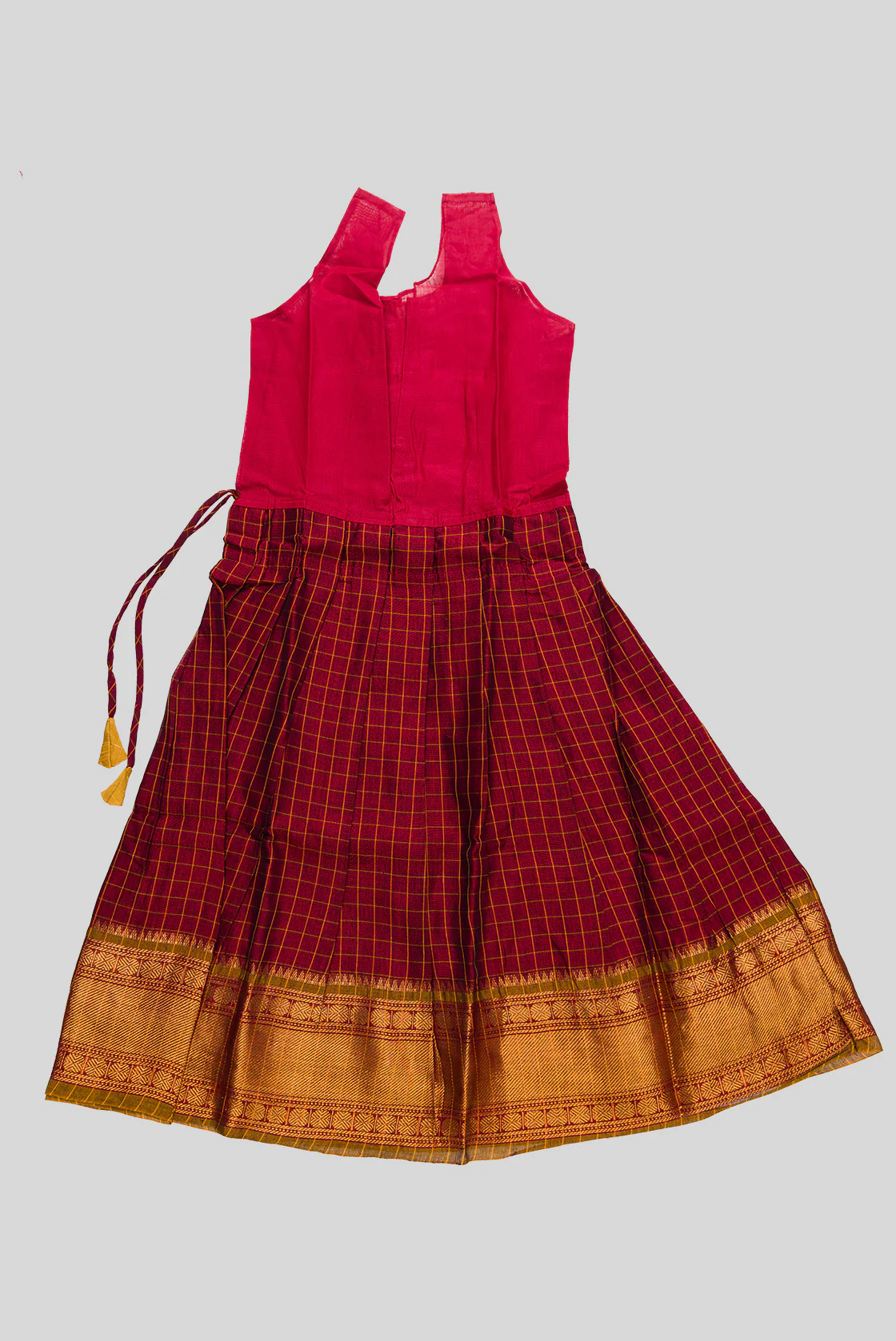 Mustard Readymade Cotton Pavadai Set  | Lehanga & Blouse - Image 5