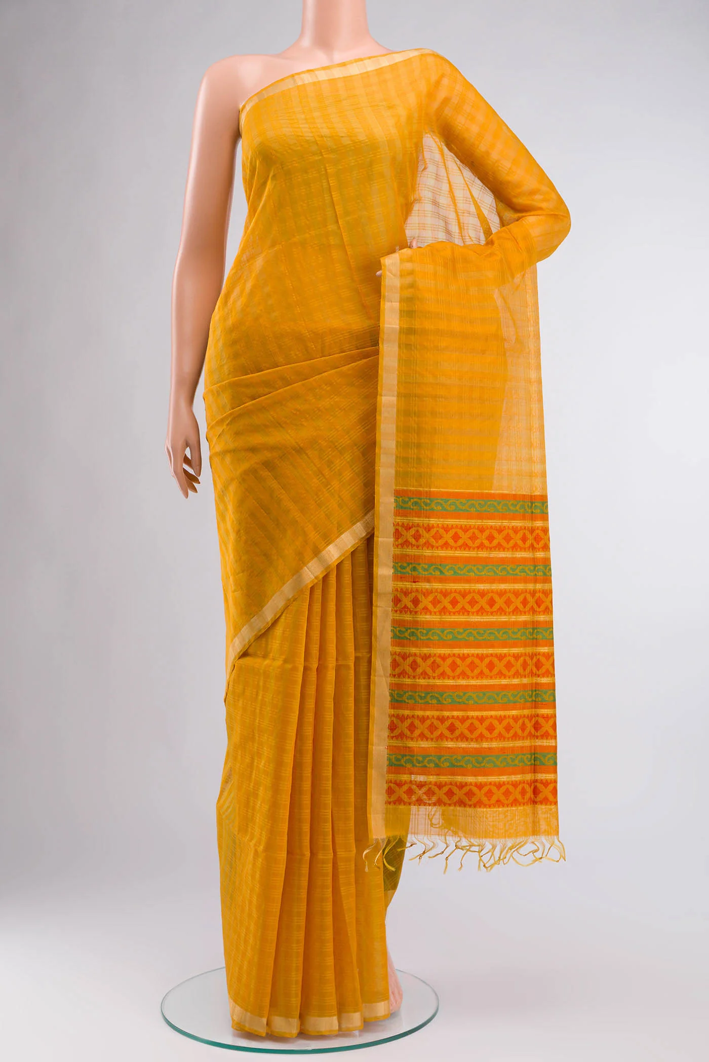 Mustard Silk Cotton Saree