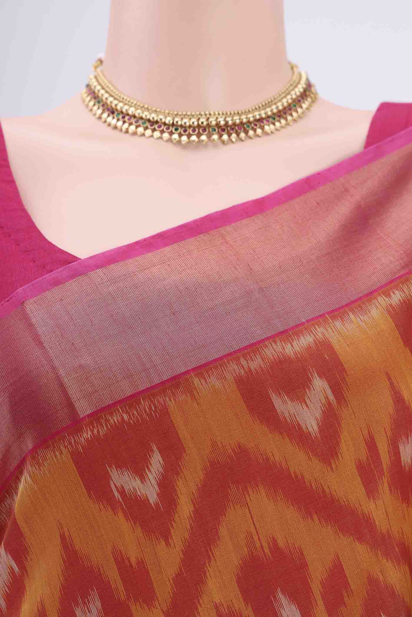 Mustard Silk Cotton Saree - Image 2