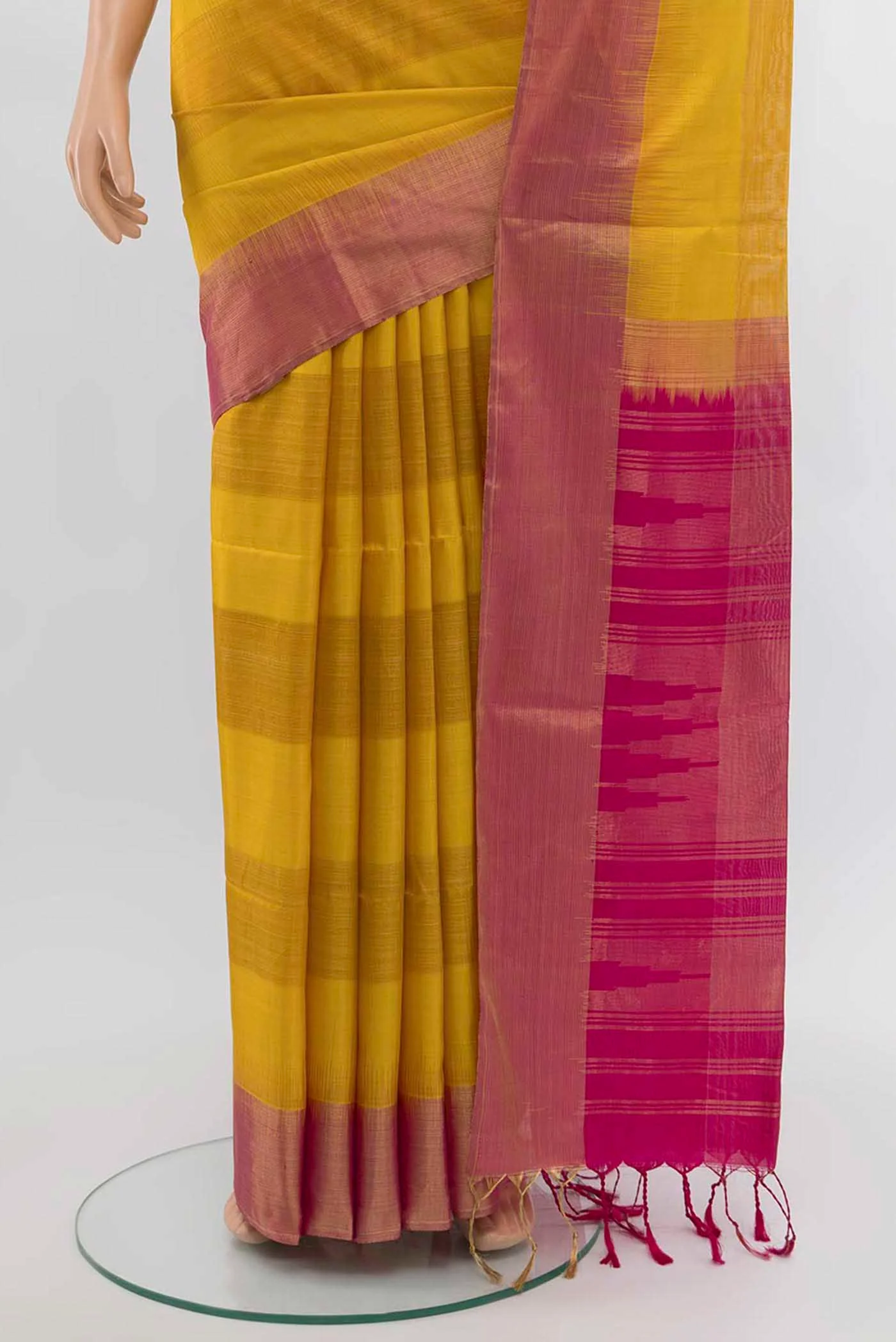 Mustard Soft Silk Saree - Image 3