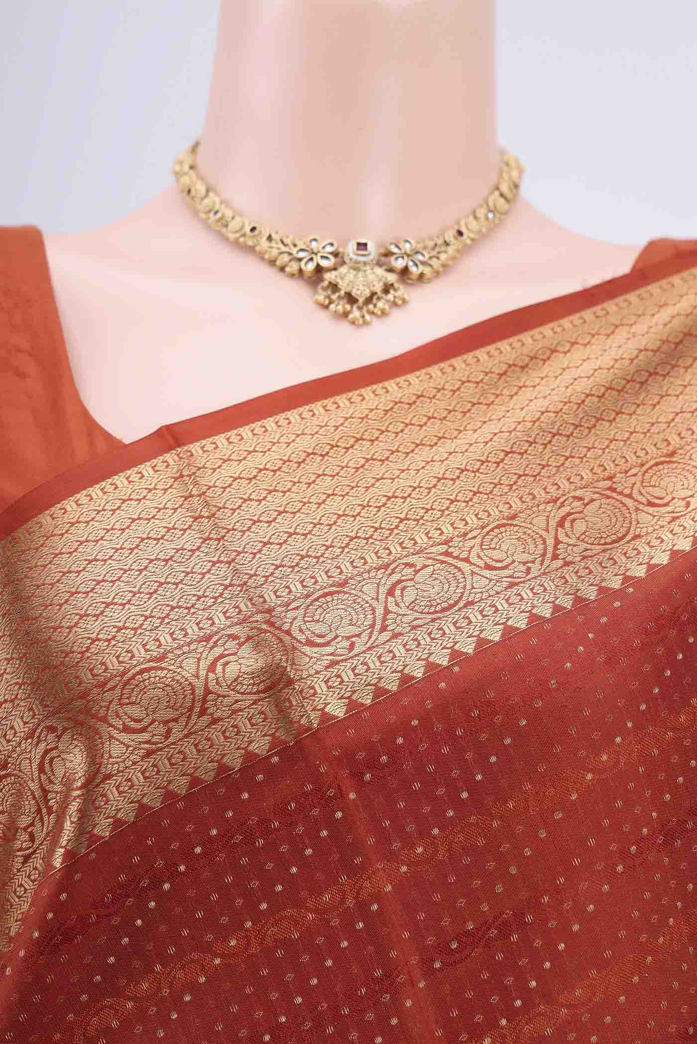 Rust Soft Silk Saree - Image 2