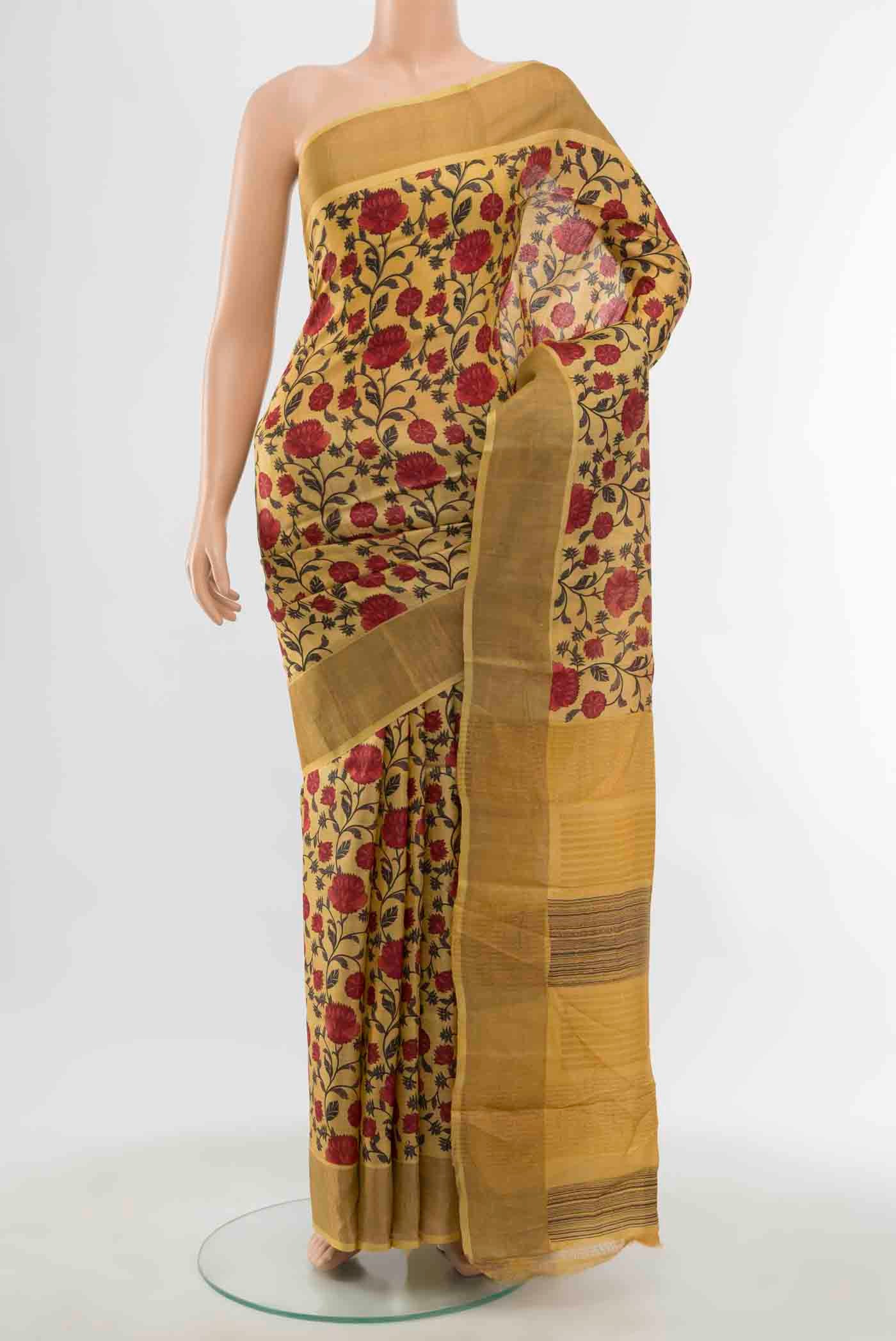 Mustard Tussar Saree