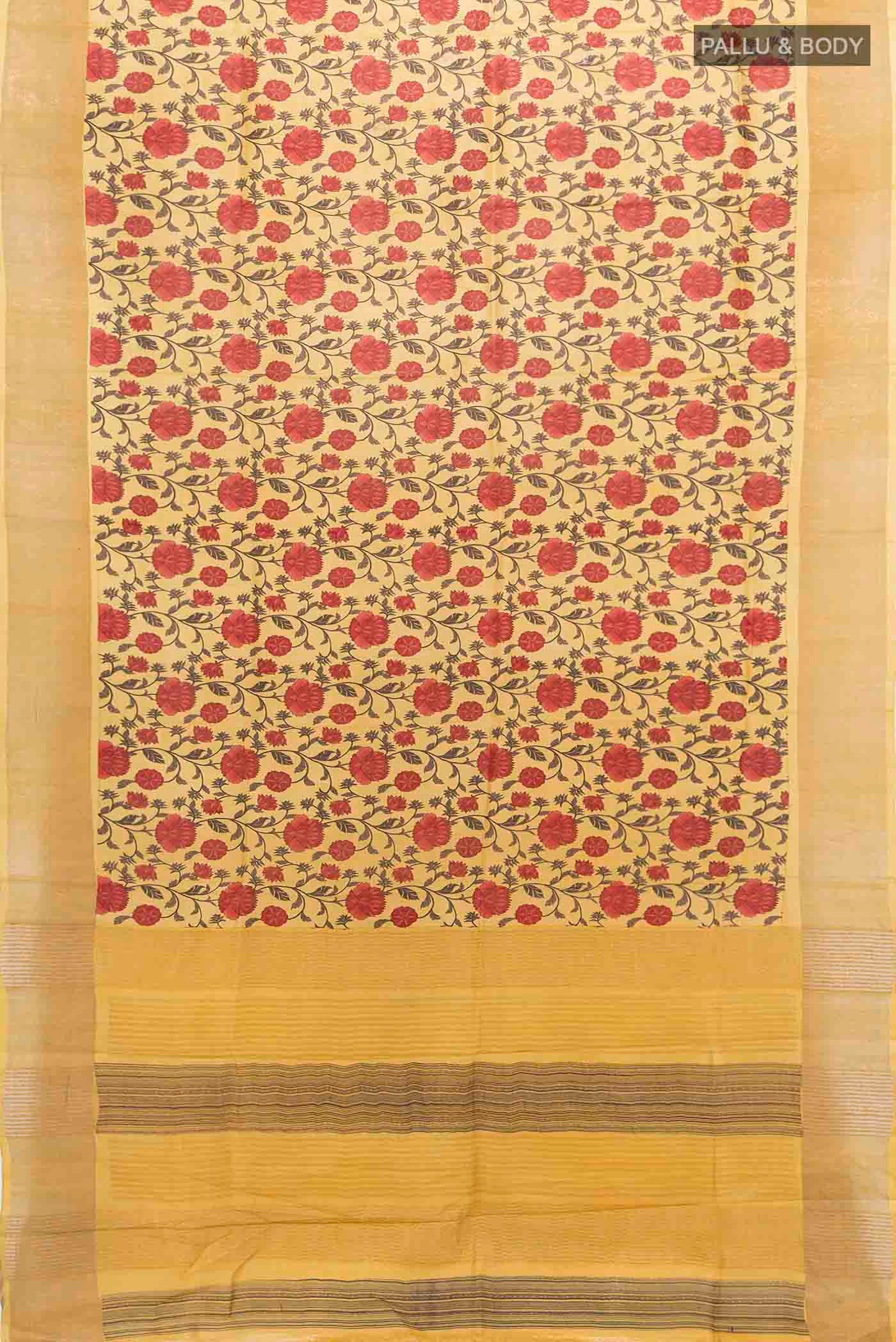 Mustard Tussar Saree - Image 5