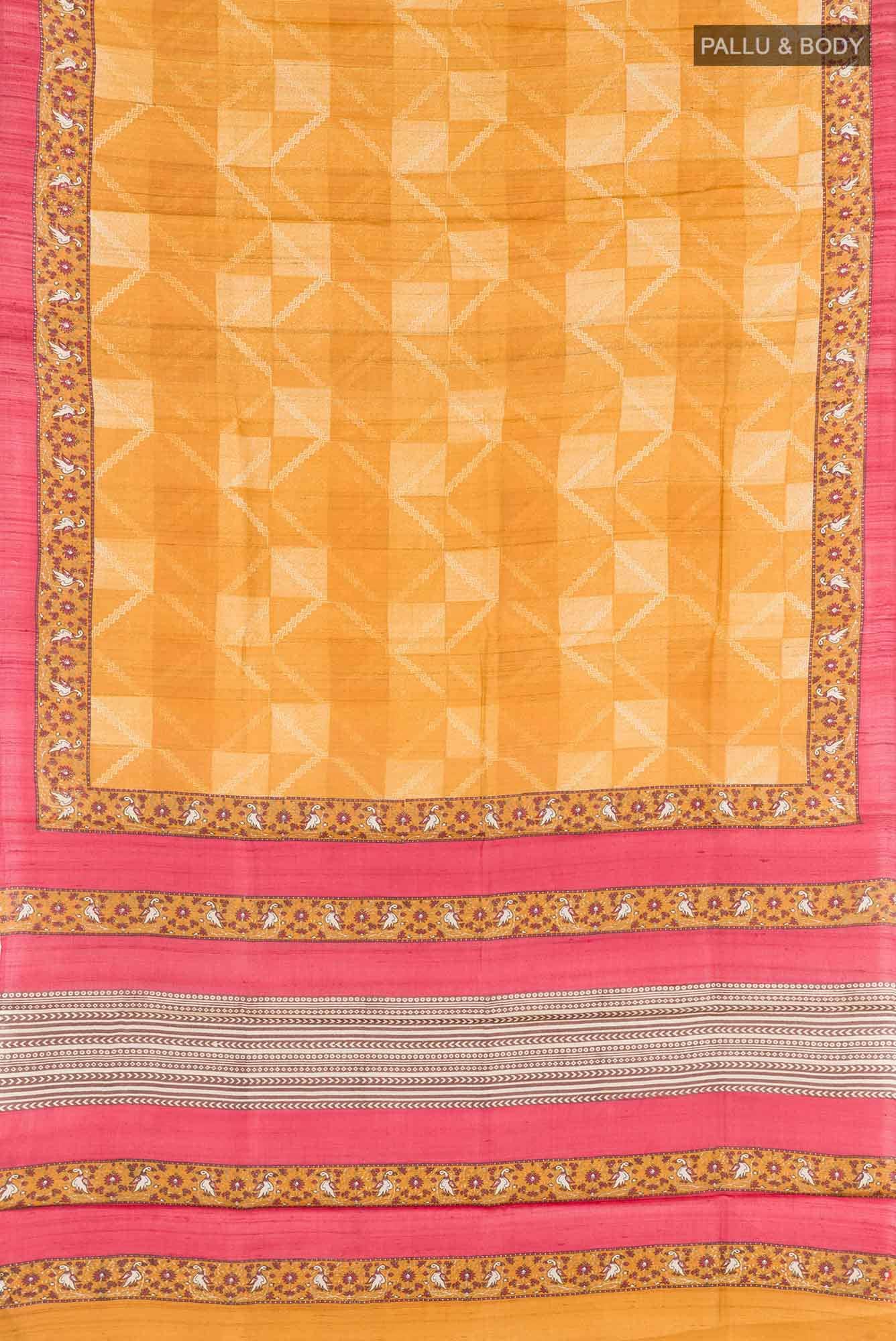 Mustard Tussar Saree - Image 3