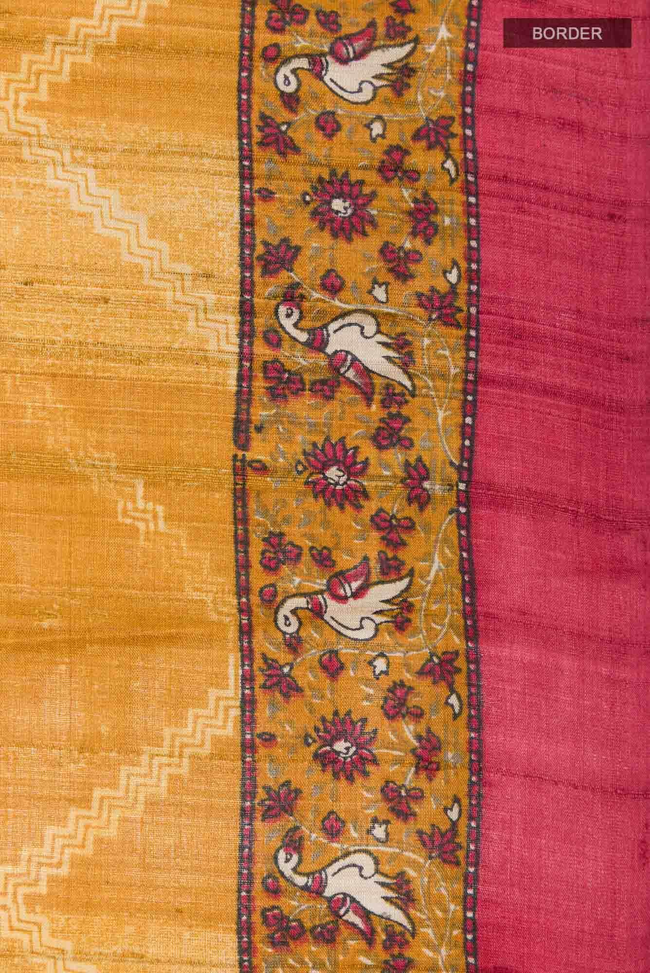 Mustard Tussar Saree - Image 4