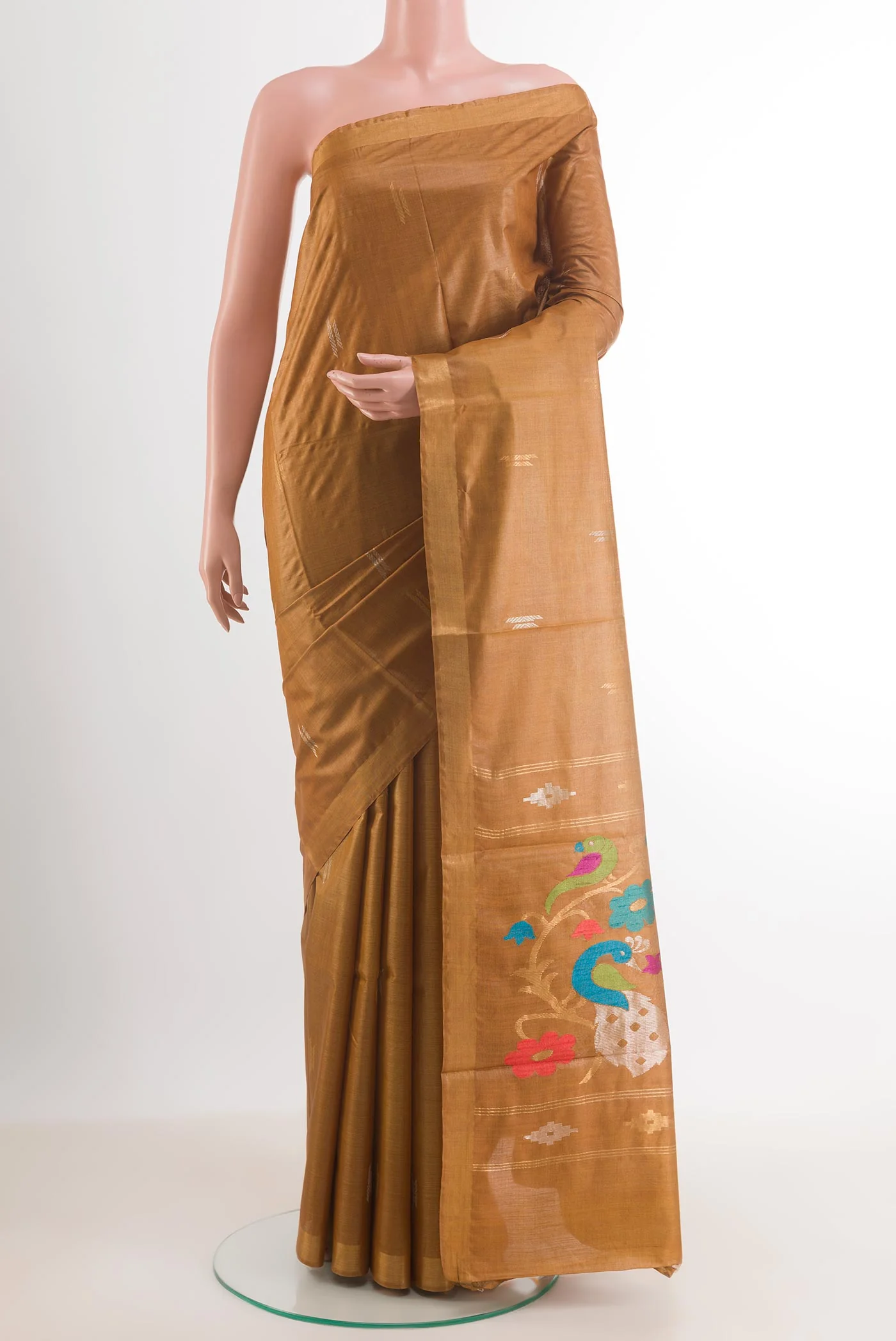 Brown Tussar Silk Saree