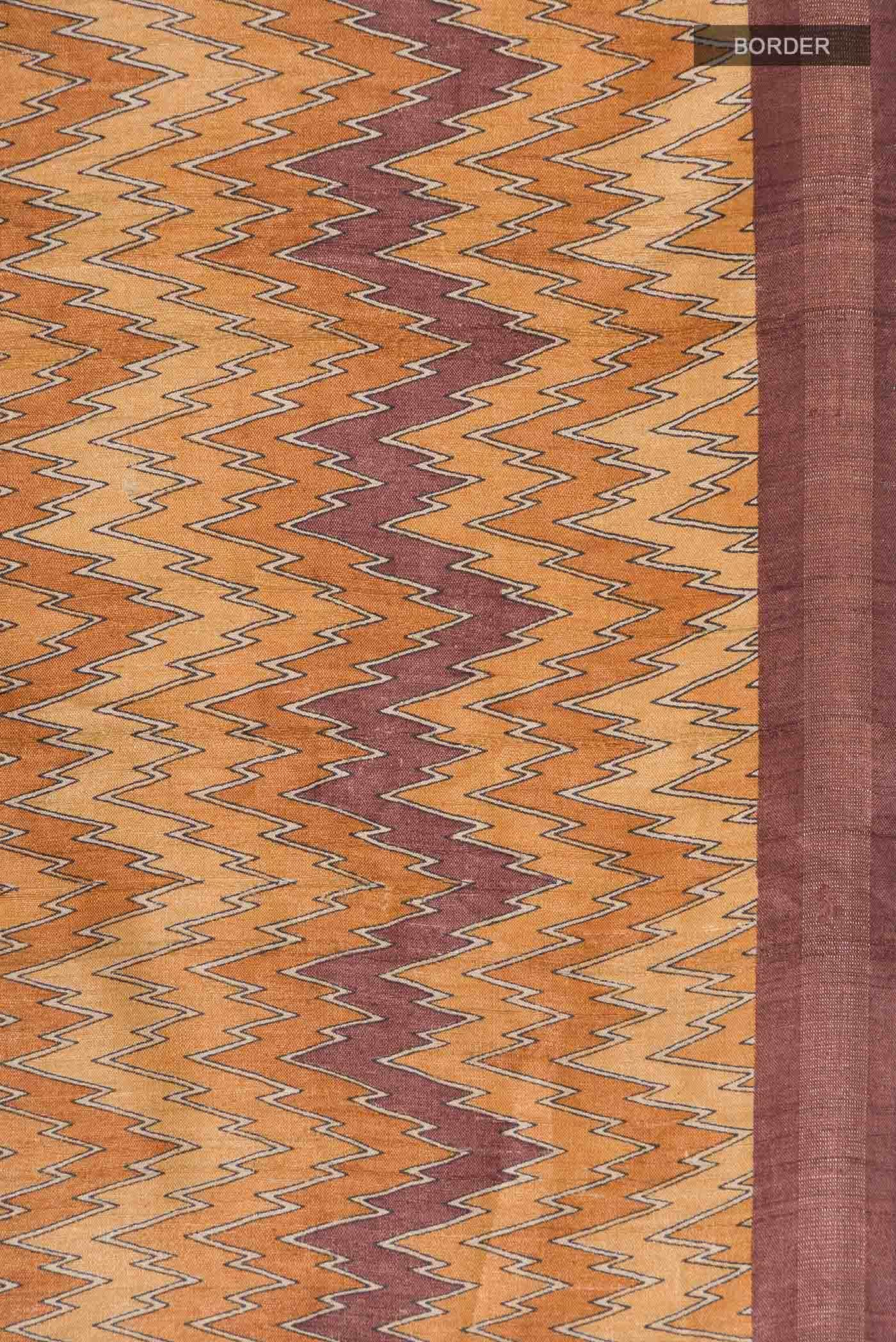 Mustard Tussar Silk Saree - Image 4