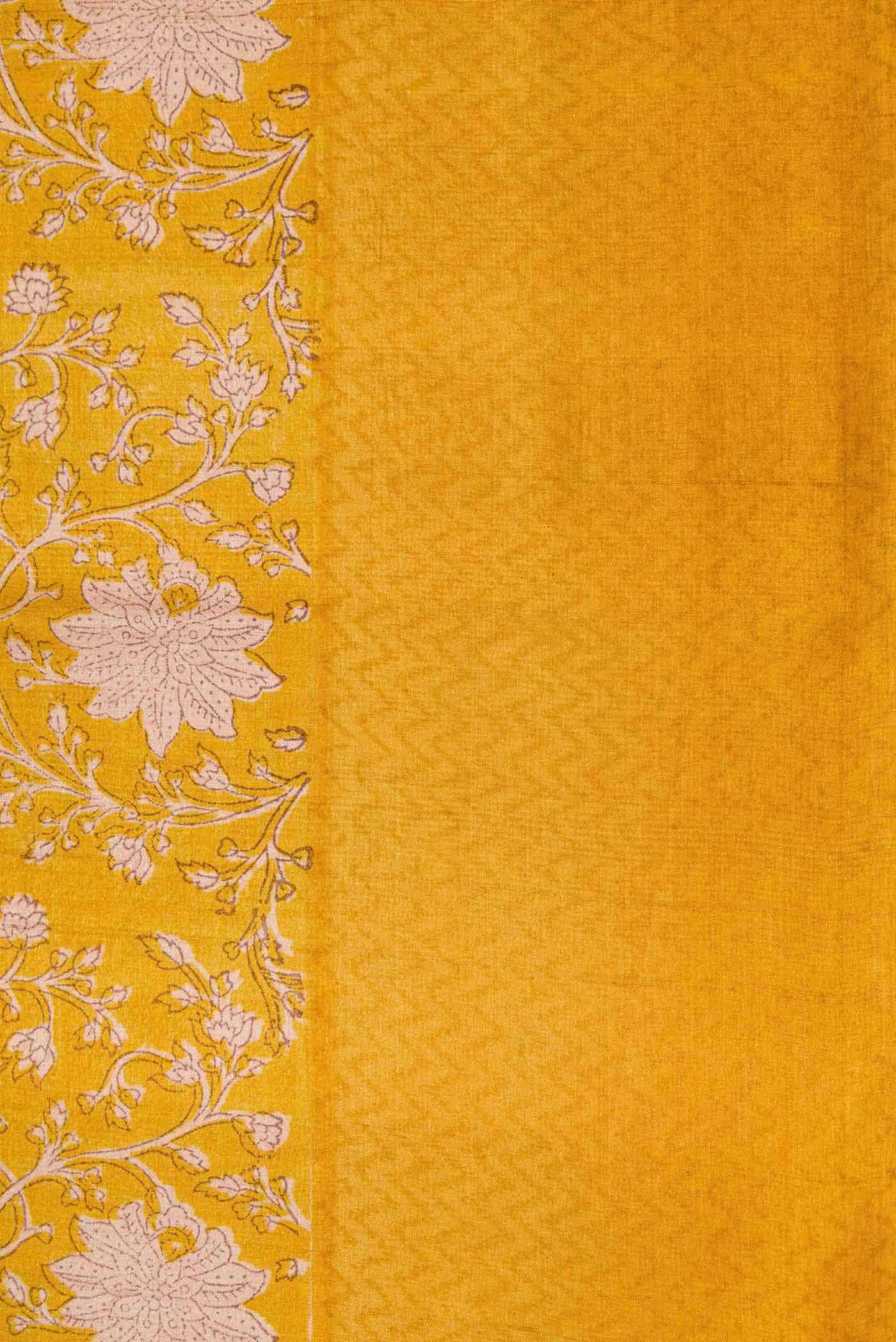 Mustard Tussar Silk Saree - Image 3